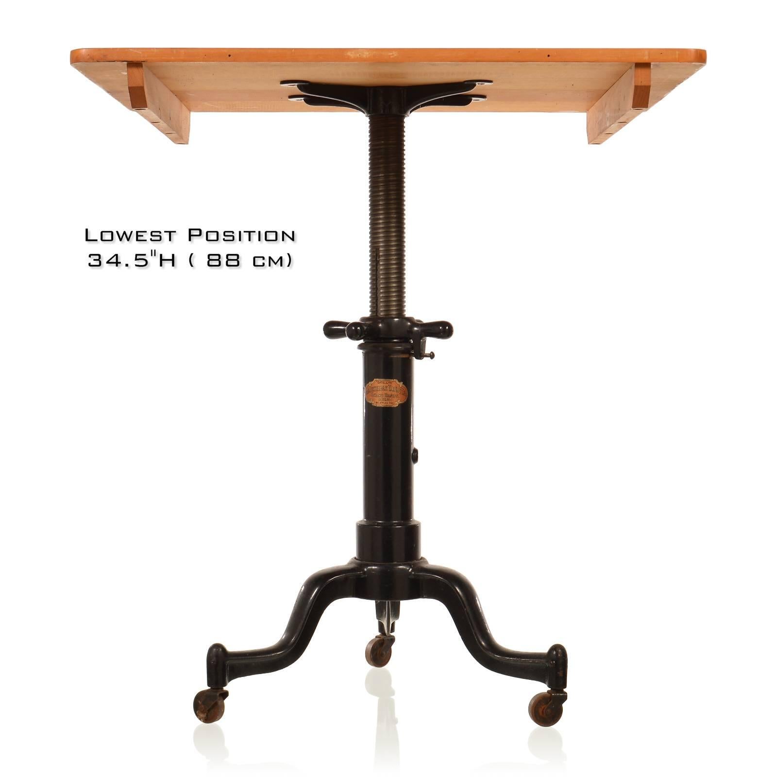 19th Century Satellite Industrial Table with Adjustable Screw Base