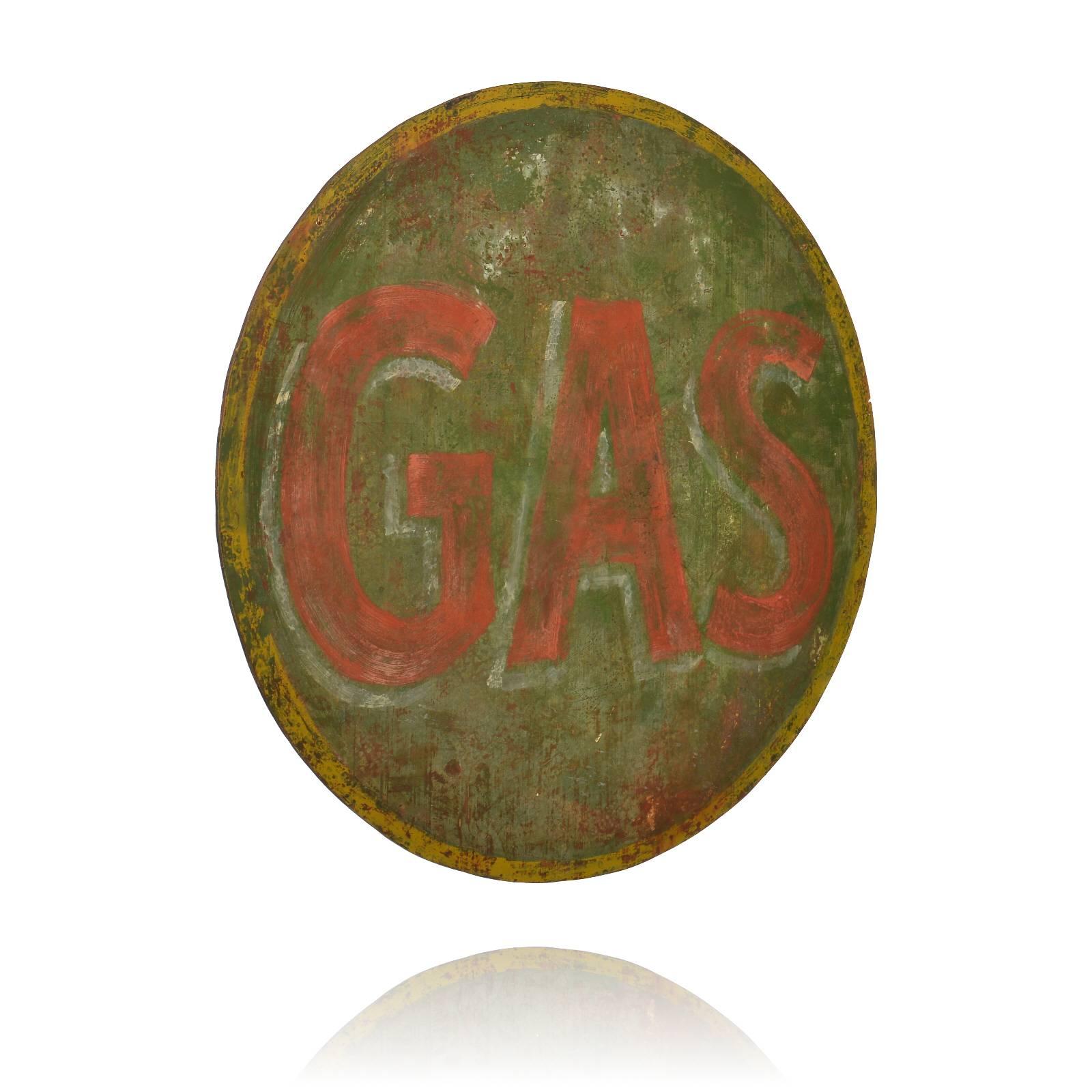 American Hand-Painted Wood GAS Sign