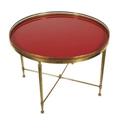 French Round Brass Side Table in the Maison Jansen Style