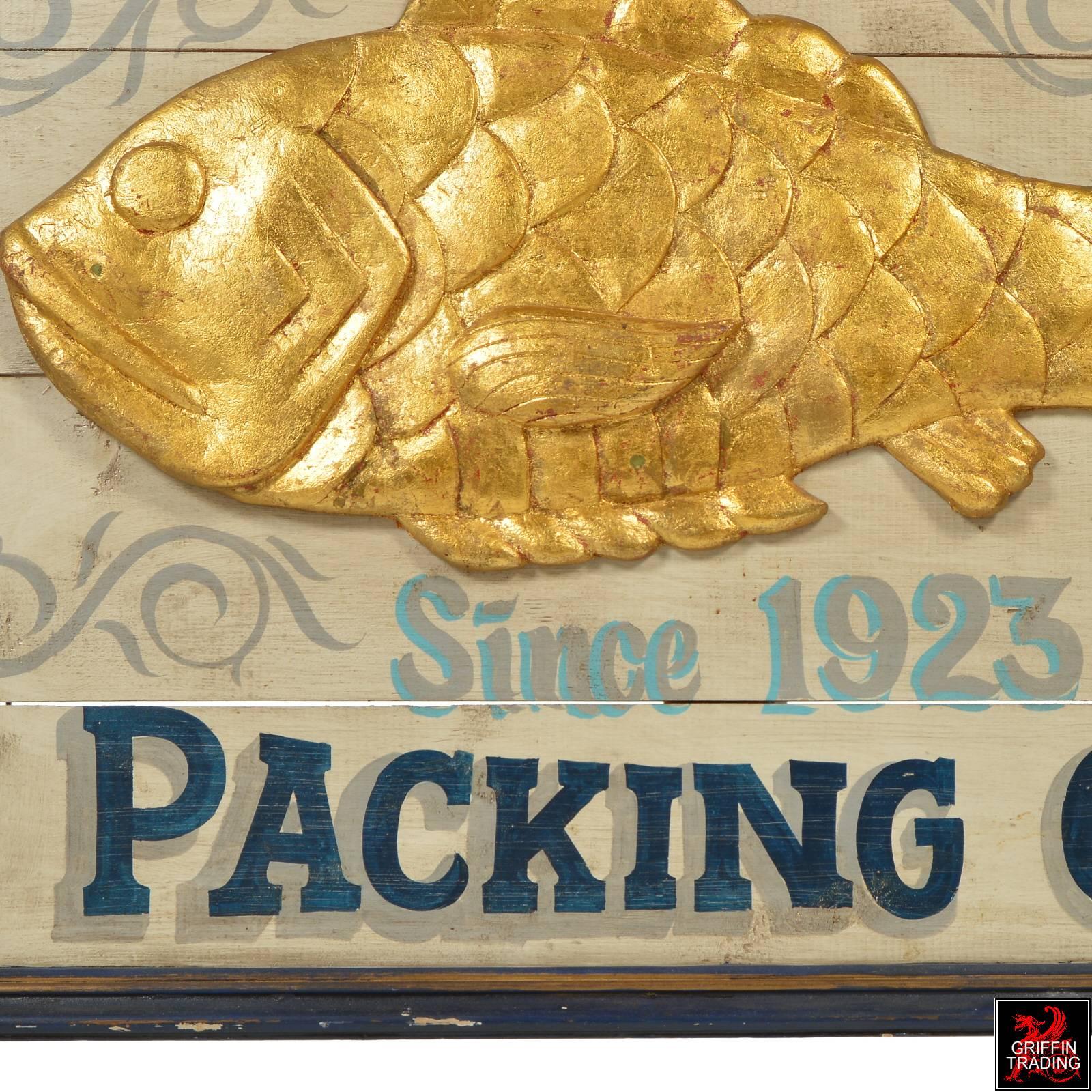 Gold Leaf East Bay Fish Packing Company Trade Sign For Sale