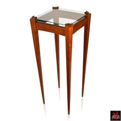 Pair of Custom Made Display Pedestals in Cherry, Ebony and Glass