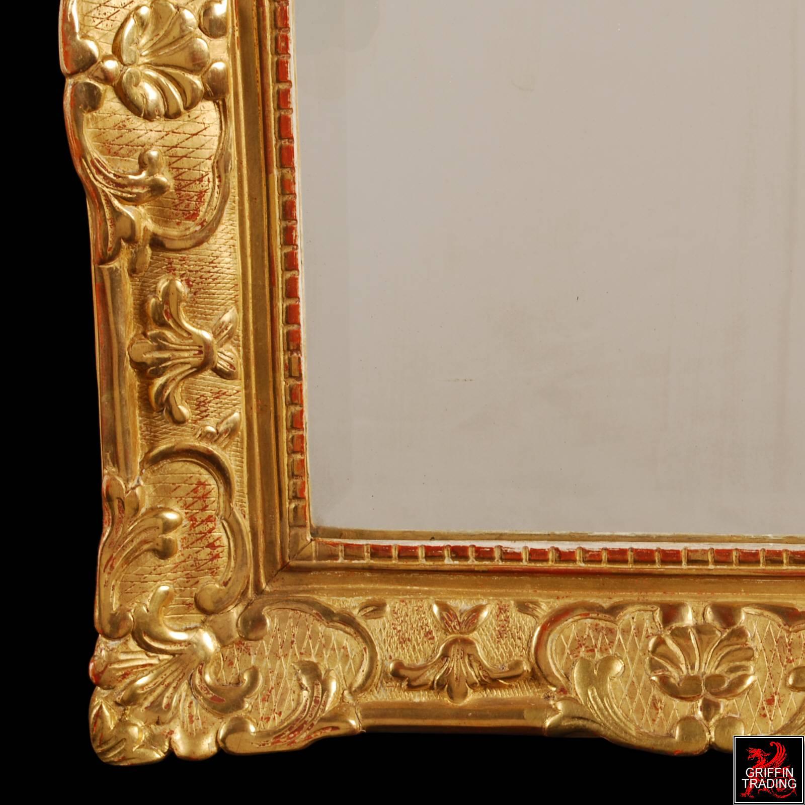 French Regency Beveled Mirror with Gold Giltwood Frame For Sale 4