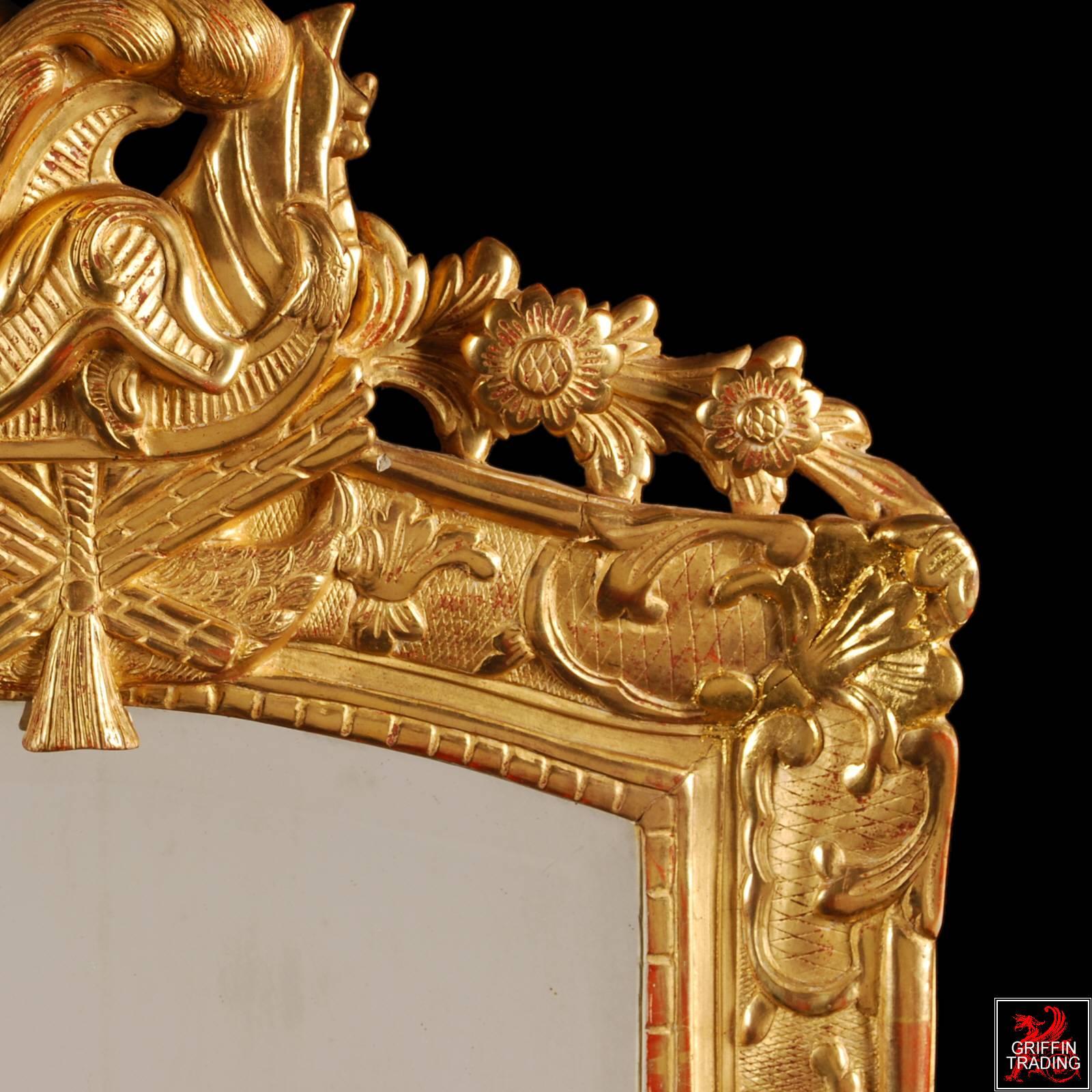 French Regency Beveled Mirror with Gold Giltwood Frame For Sale 2