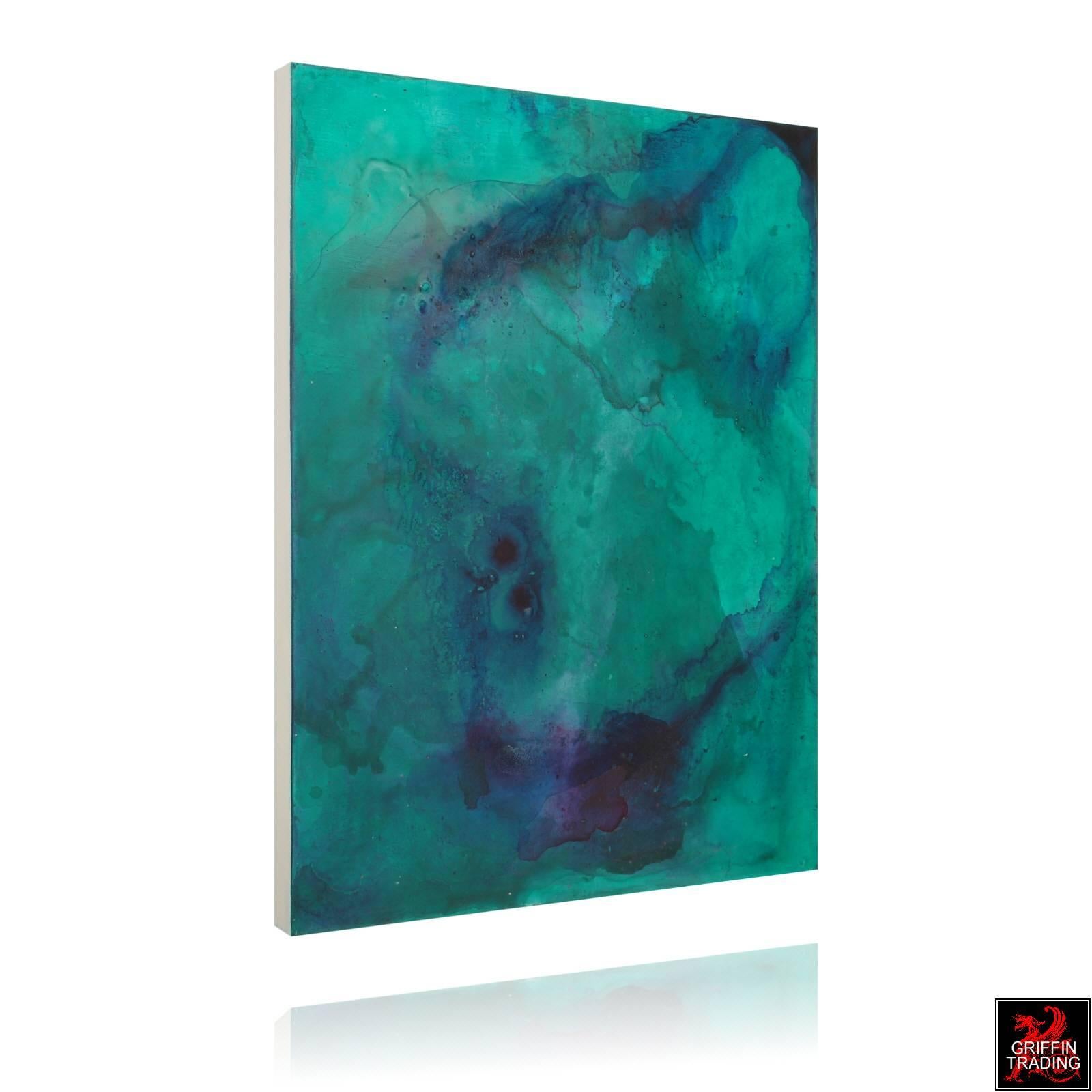 Modern AN23 Mixed Media Green, Blue and Purple Abstract Painting 7150 For Sale