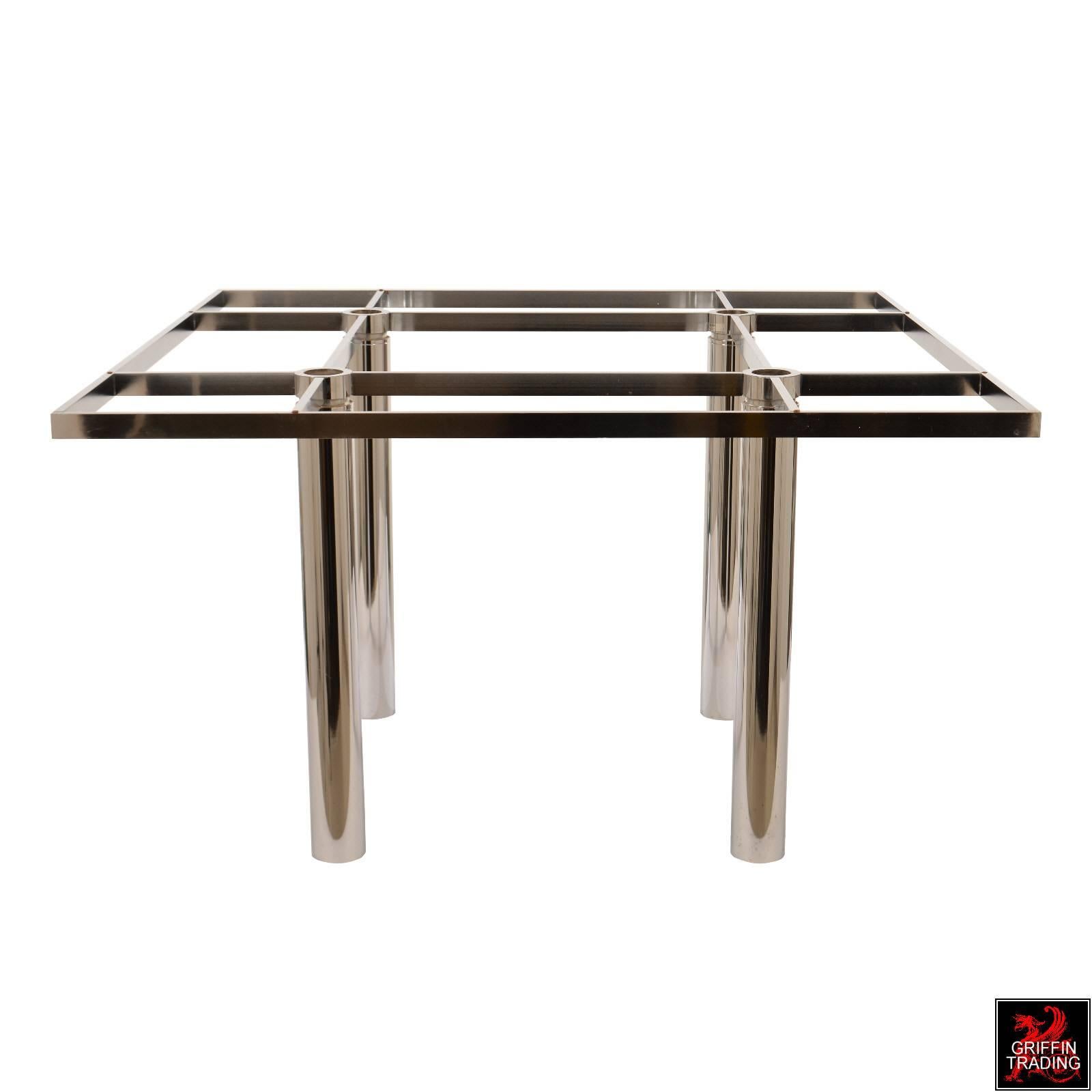 Modern Tobia Scarpa Chrome and Smoke Glass Dining Table for Gavina For Sale
