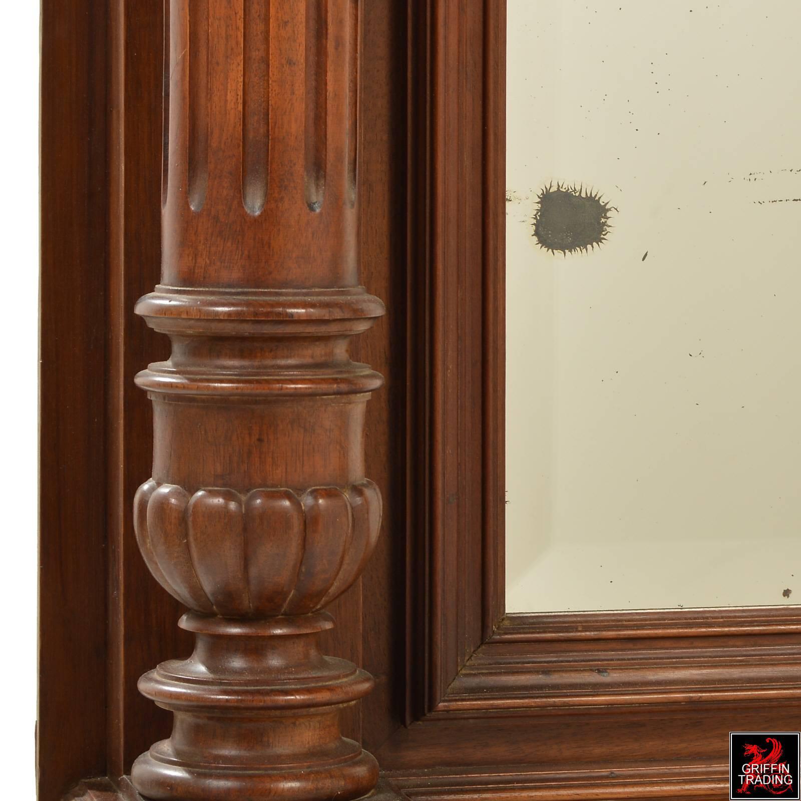 19th Century French Bevelled Wall or Overmantel Mirror with Walnut Frame For Sale 3