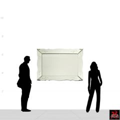 Mid-Century Rectangular Mirror with Mirrored Frame and Steel Detail