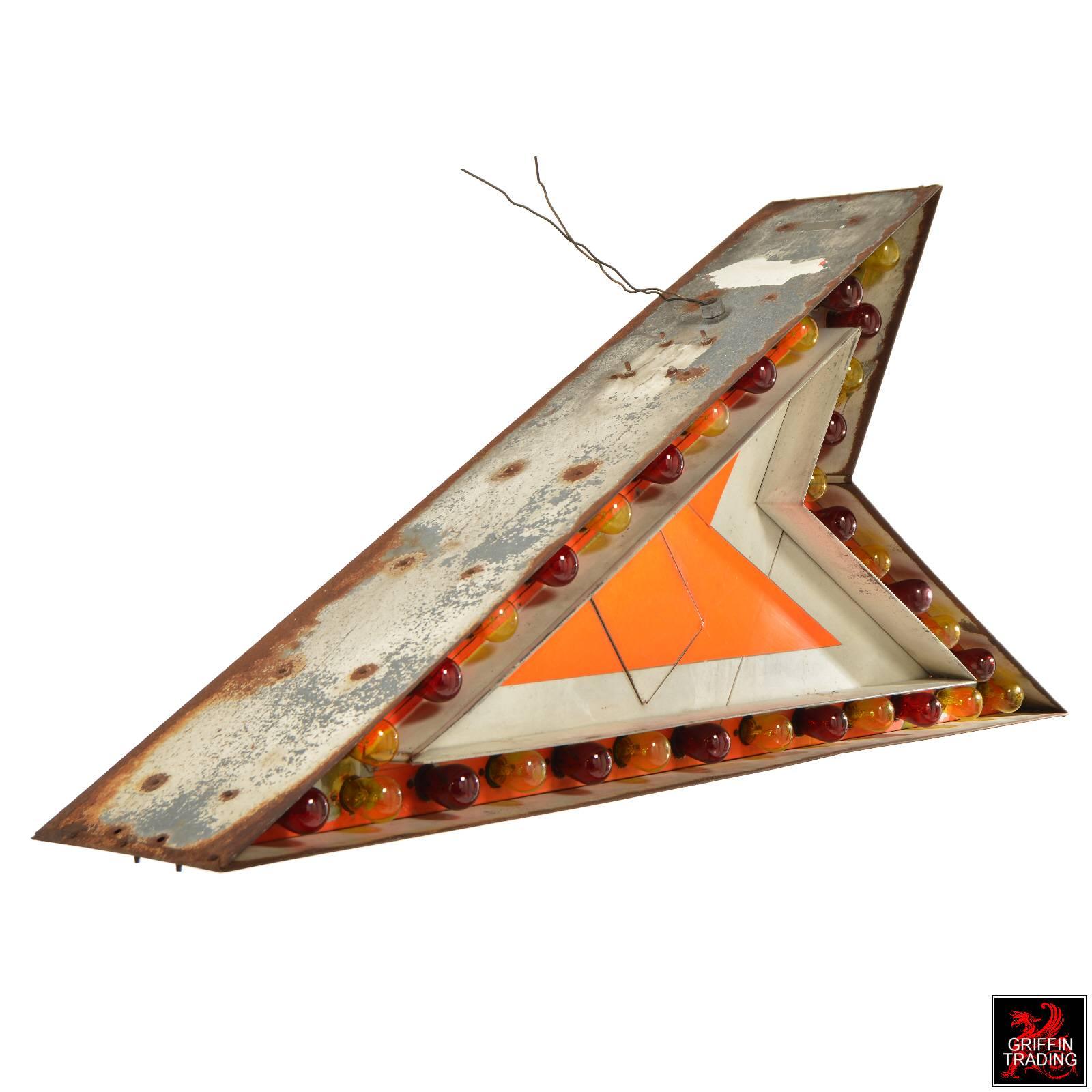 Mid-Century Modern Authentic Vintage Lighted Flashing Arrow Sign, Double Sided