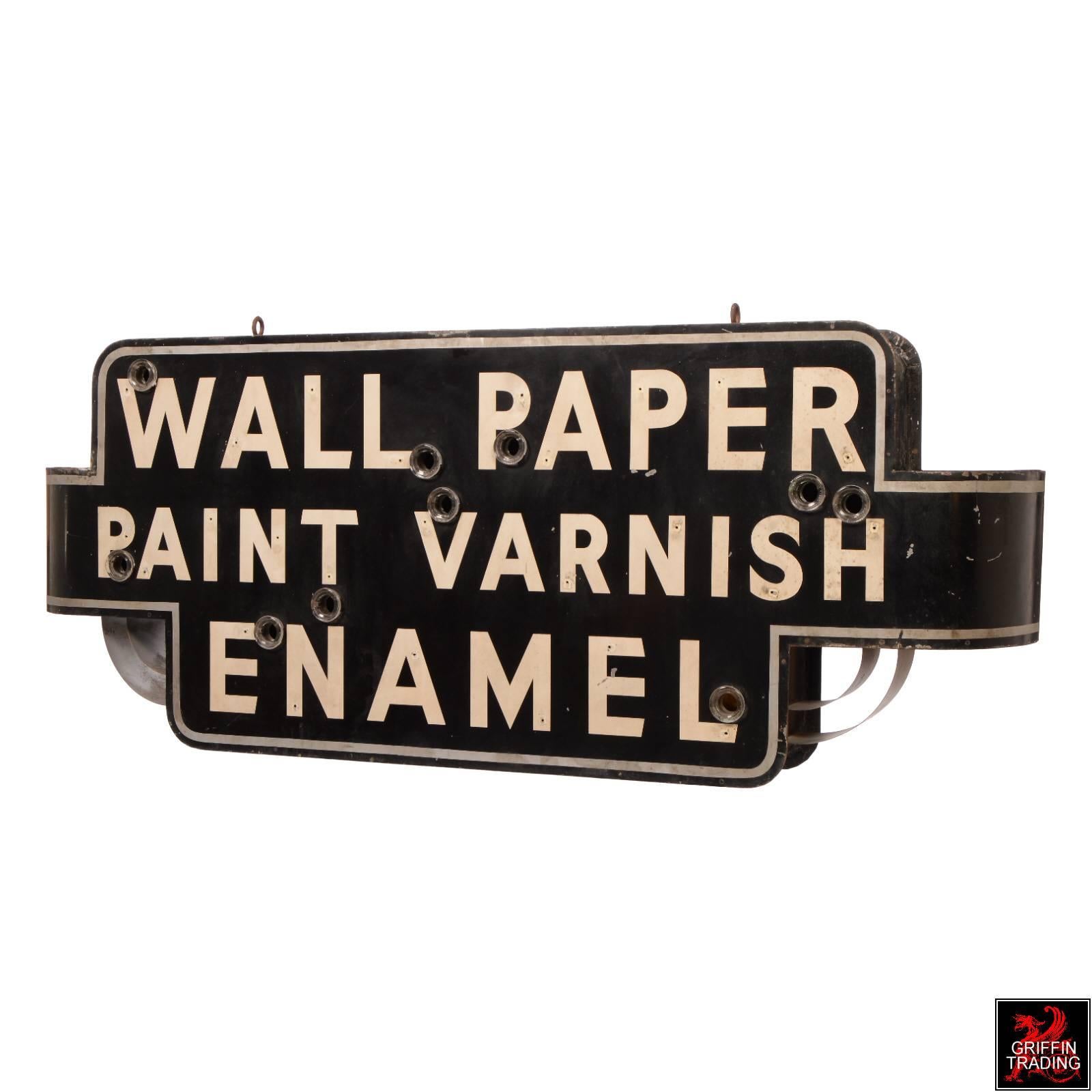 American Antique Paint and Wallpaper Neon Can Sign For Sale