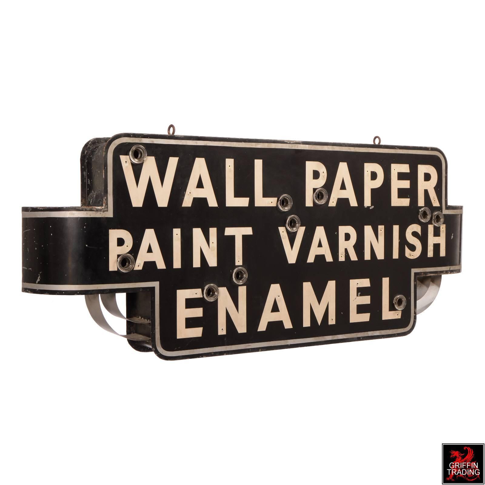 Art Deco Antique Paint and Wallpaper Neon Can Sign For Sale