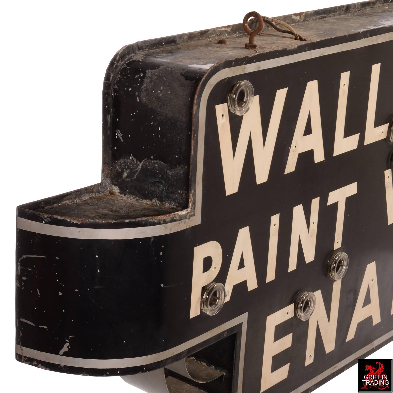 Painted Antique Paint and Wallpaper Neon Can Sign For Sale