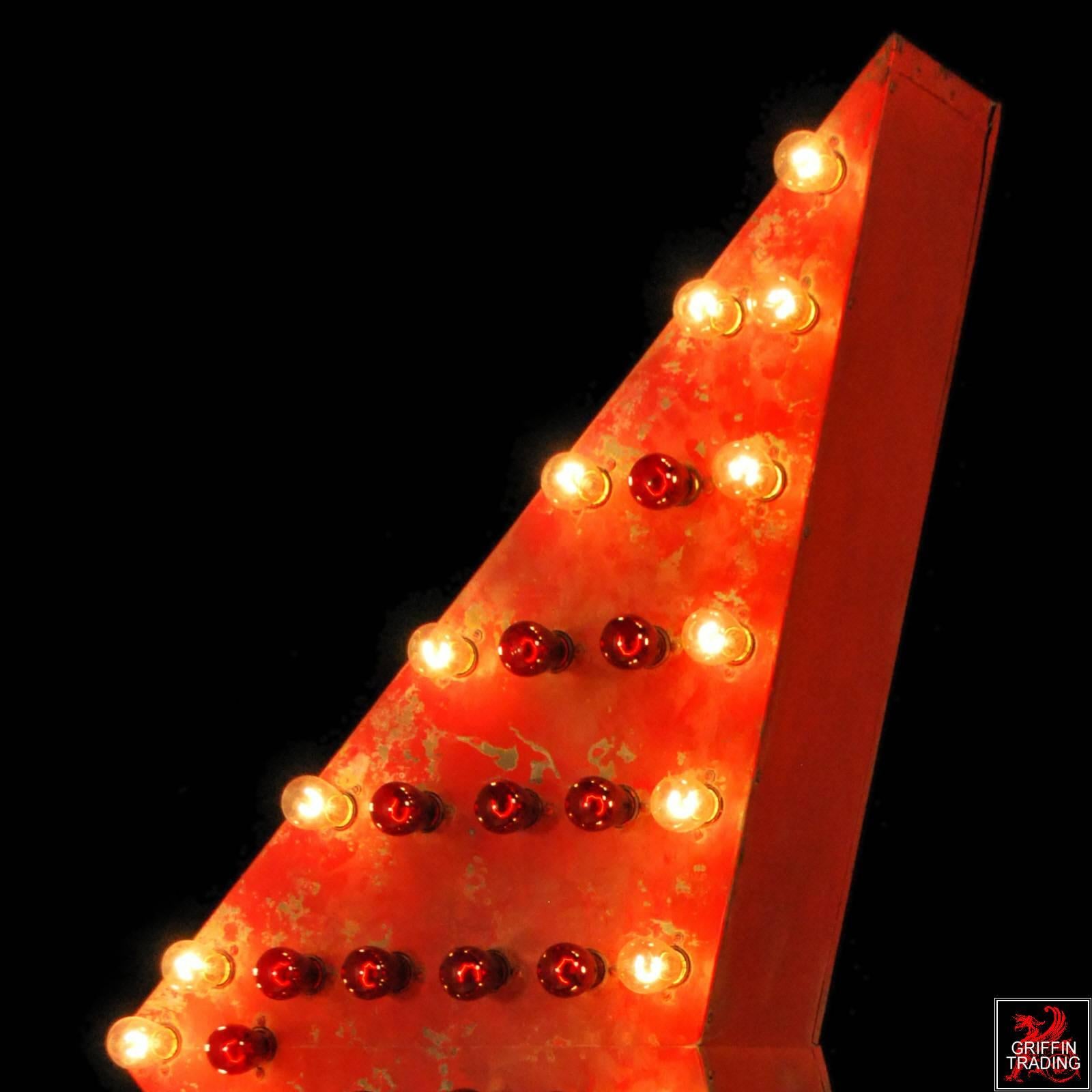 Painted Vintage Flashing Lighted Arrowhead Sign, Double Sided For Sale