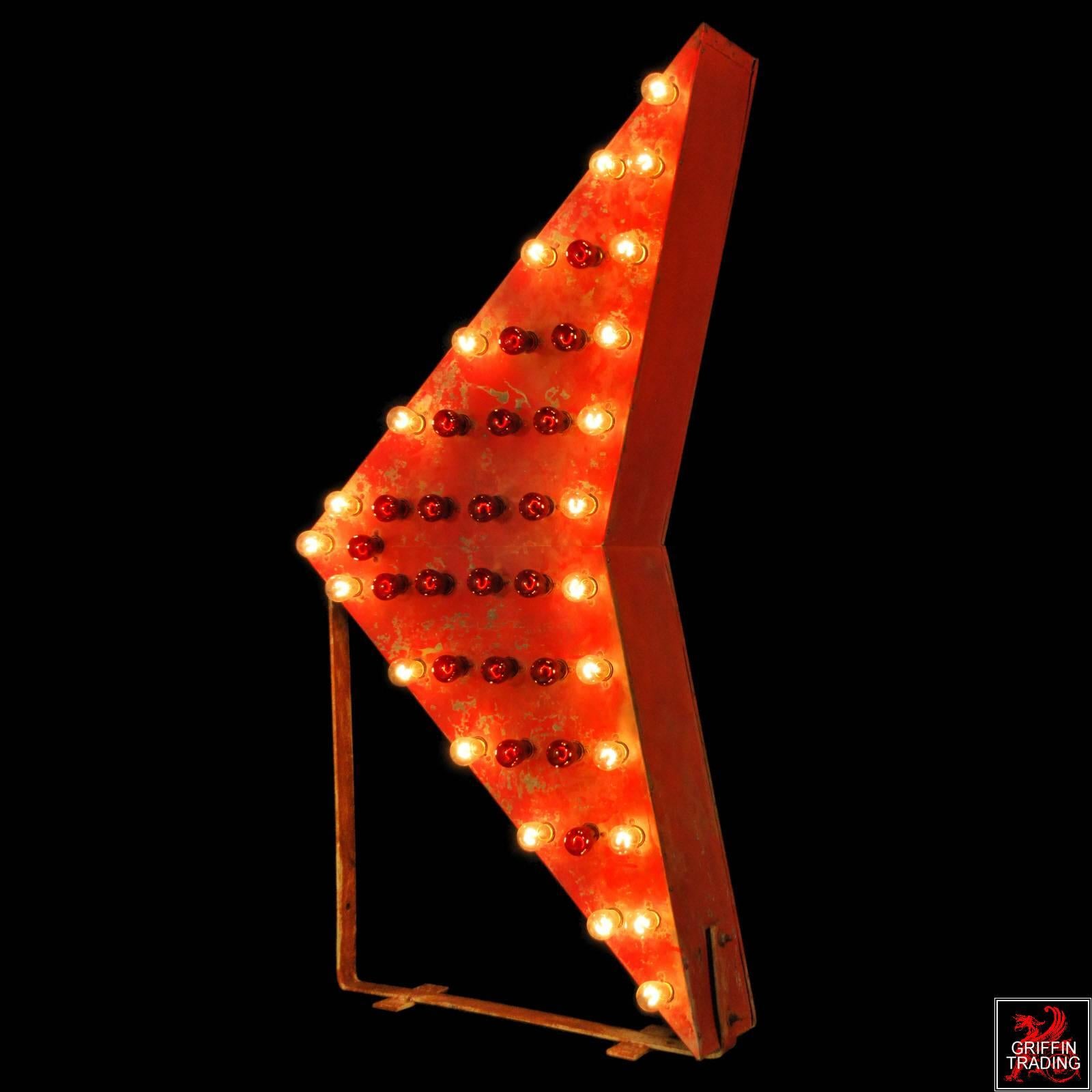 Mid-Century Modern Vintage Flashing Lighted Arrowhead Sign, Double Sided For Sale