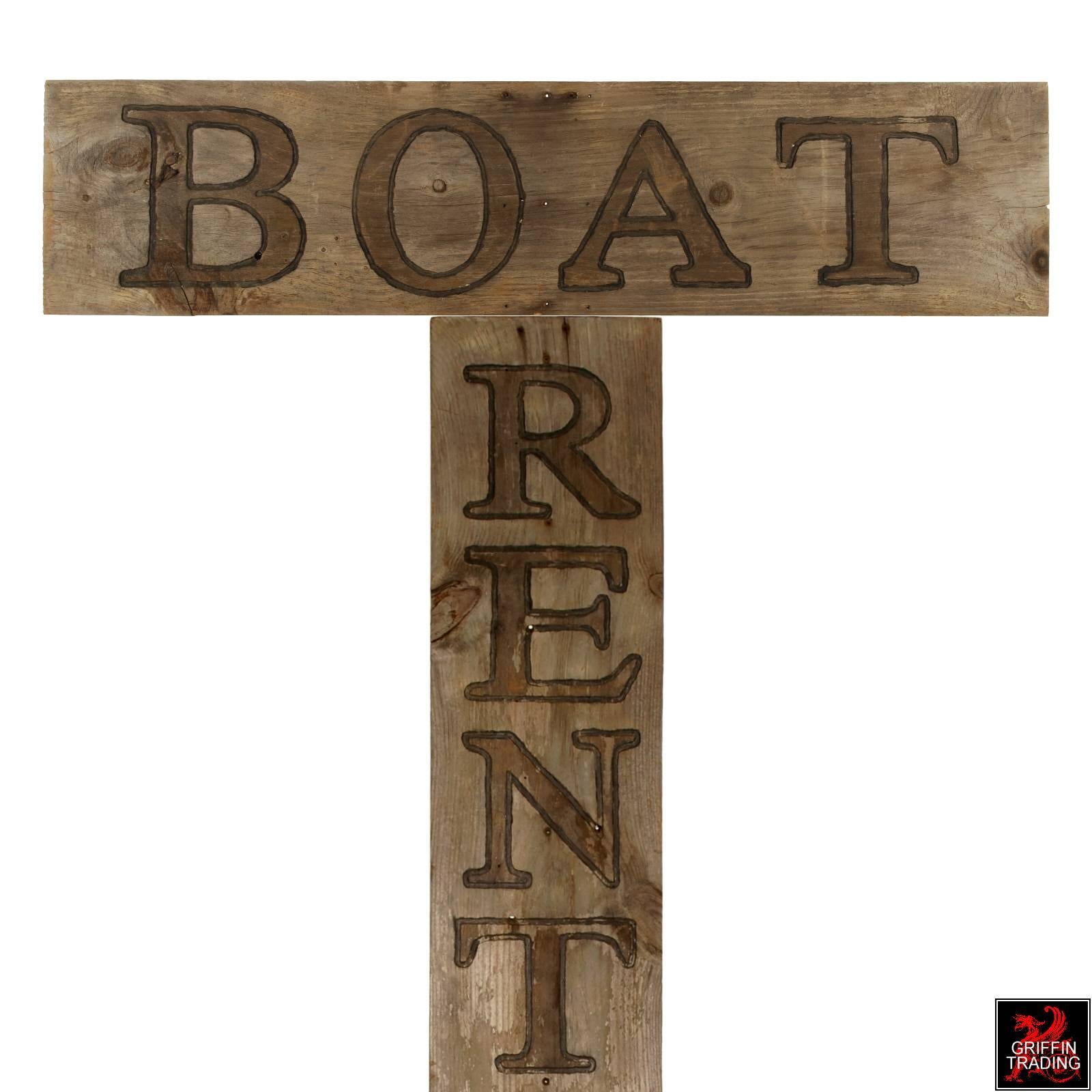 Adirondack Lake Boat Rental Large Carved Wood Sign For Sale