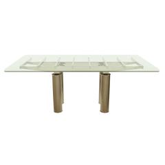 Vintage Brueton Glass, Chrome and Stainless Steel Dining Table by Tamarkin-Techler Group