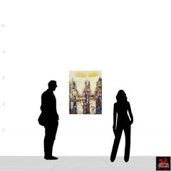 Chicago Cityscape Mixed-Media Collage Signed Original Painting