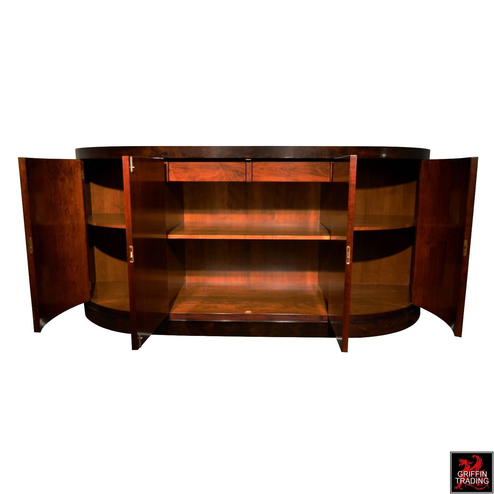 French Style Burl Walnut Sideboard Cabinet by William Switzer In Excellent Condition For Sale In Dallas, TX