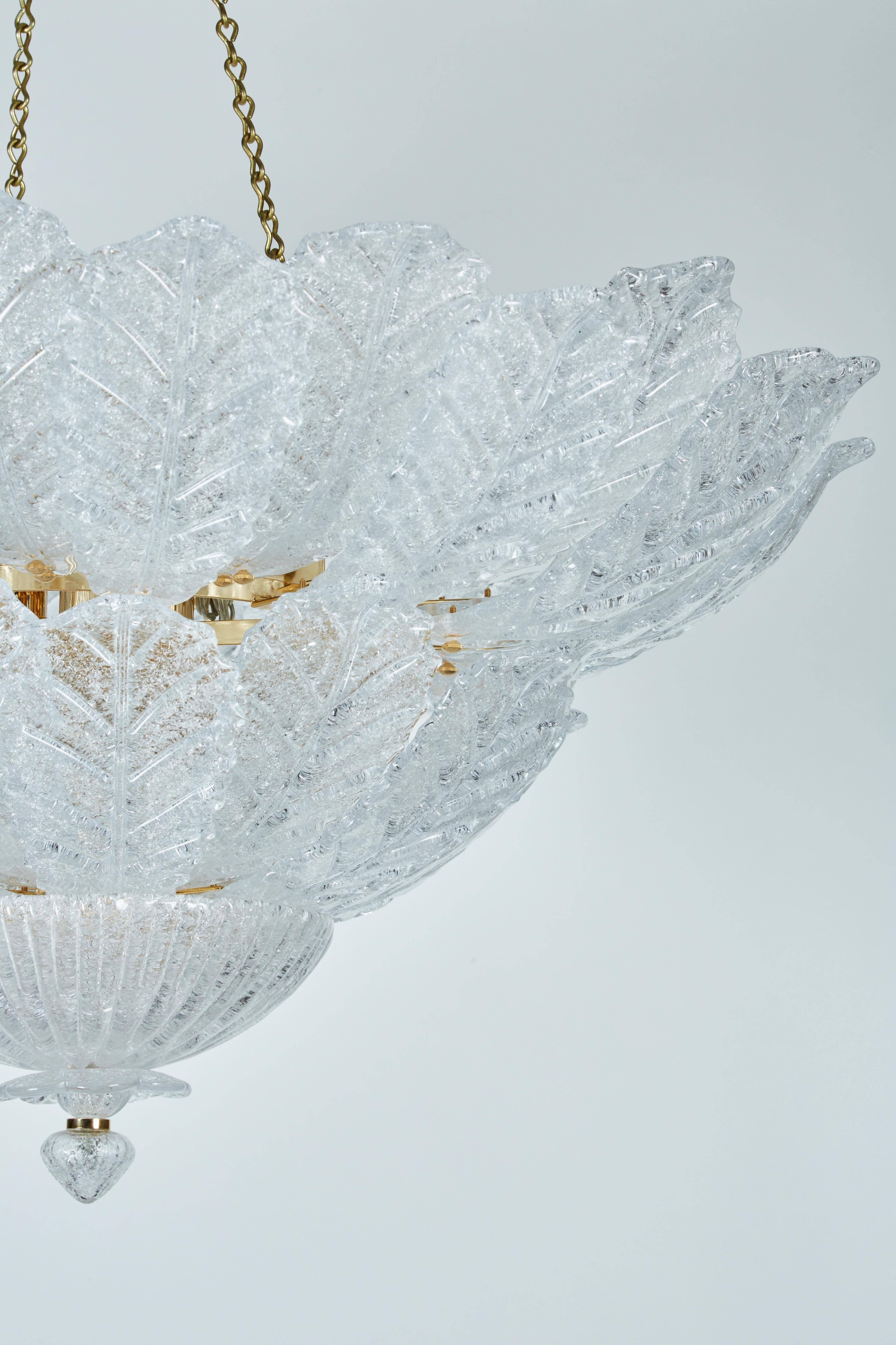 20th Century Chandelier with Foliate Design Glass For Sale