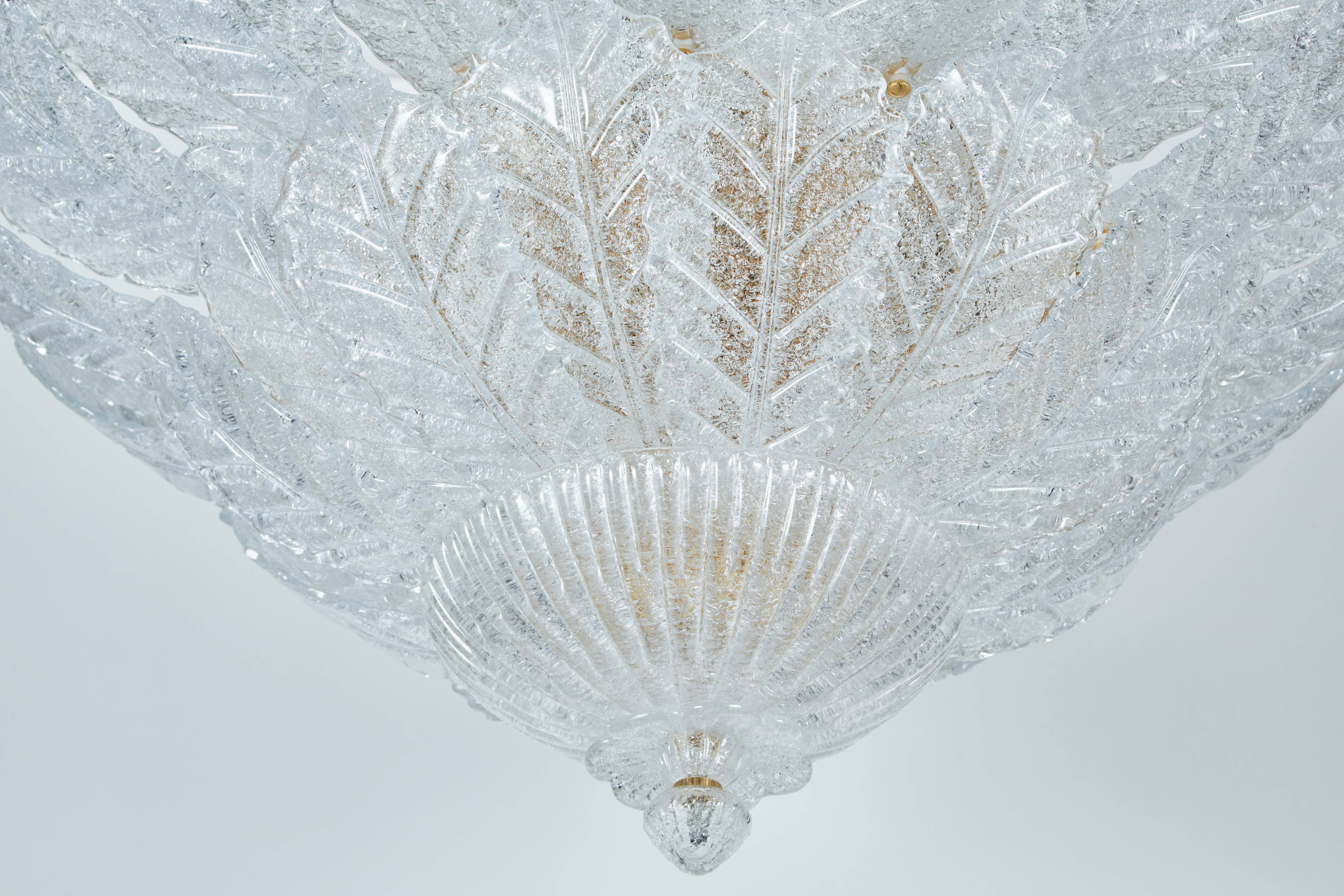 Modern Chandelier with Foliate Design Glass For Sale