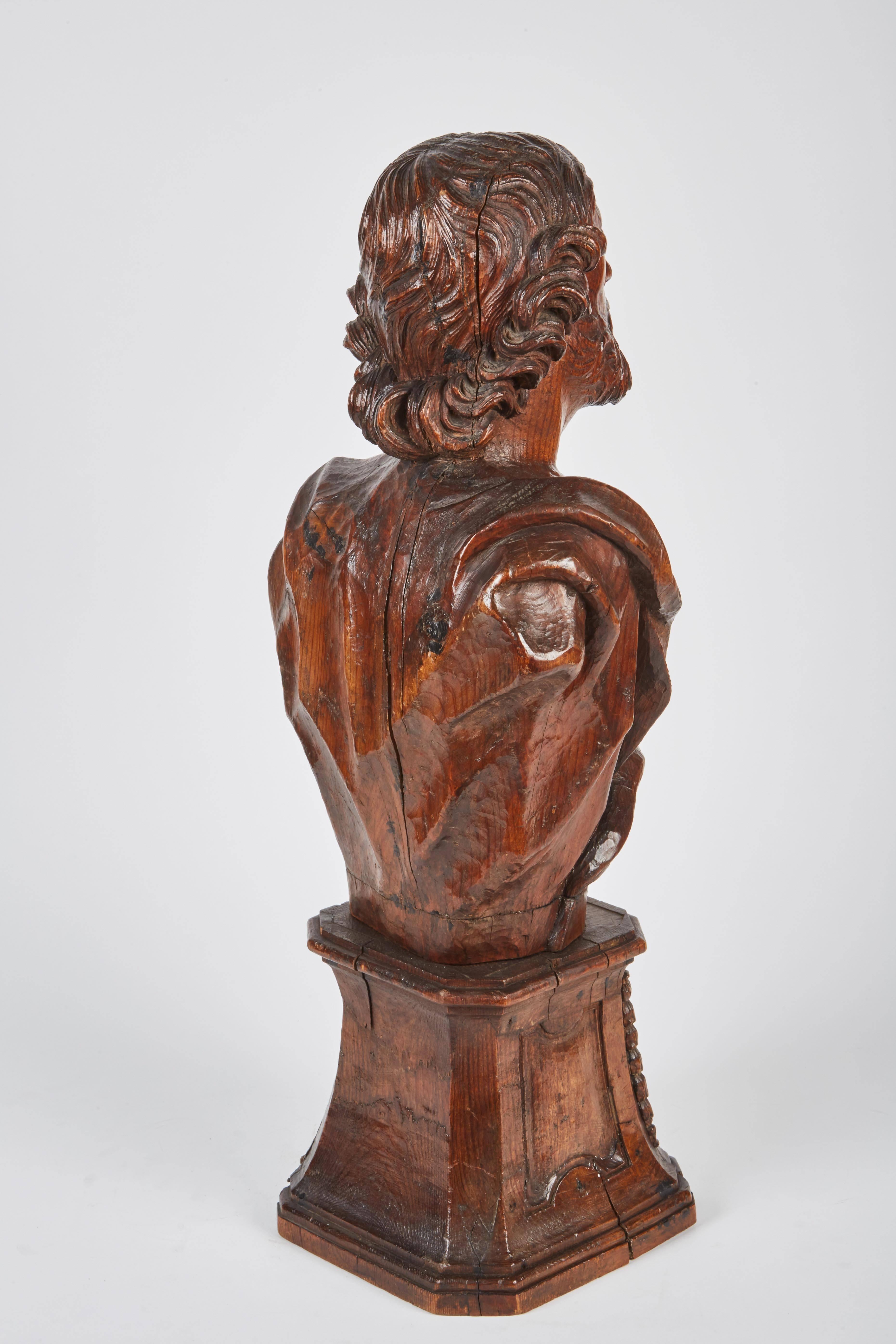 18th Century and Earlier Mid 18th Century Wooden Italian Bust