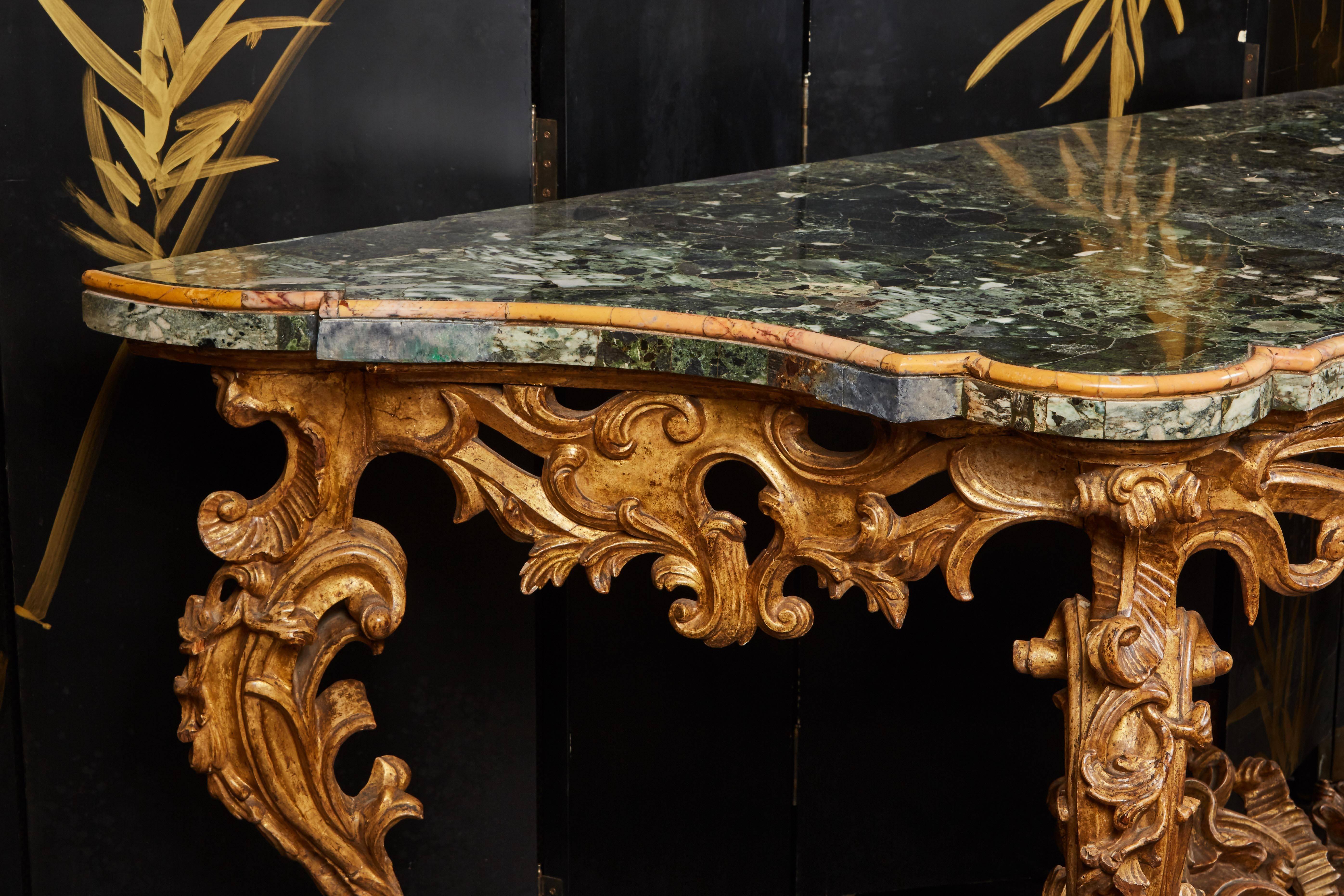 green marble console