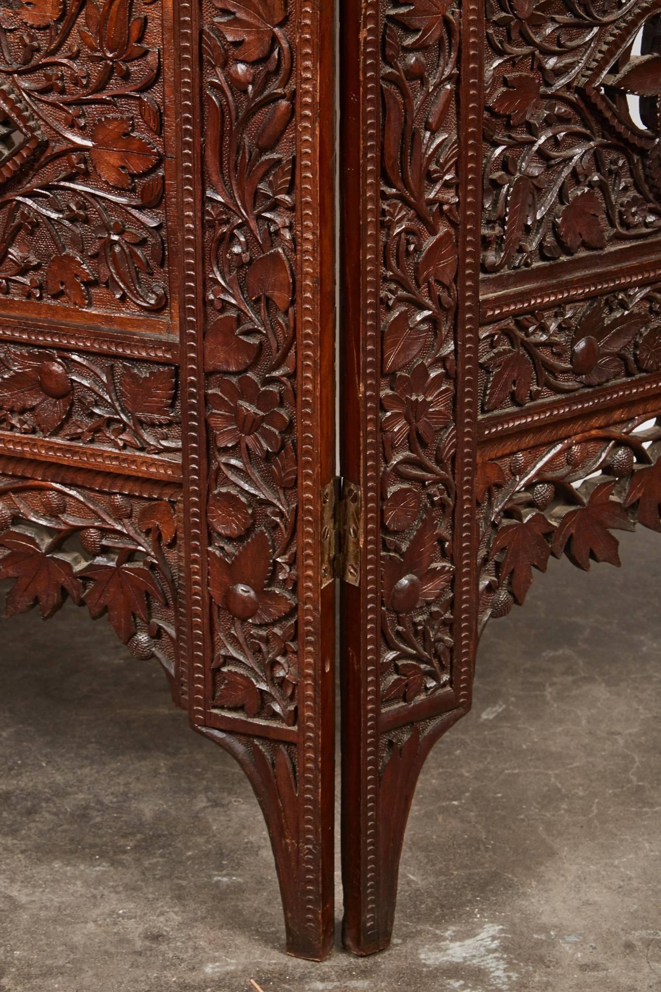 Three-Panel 20th Century Indian Carved Screens 1