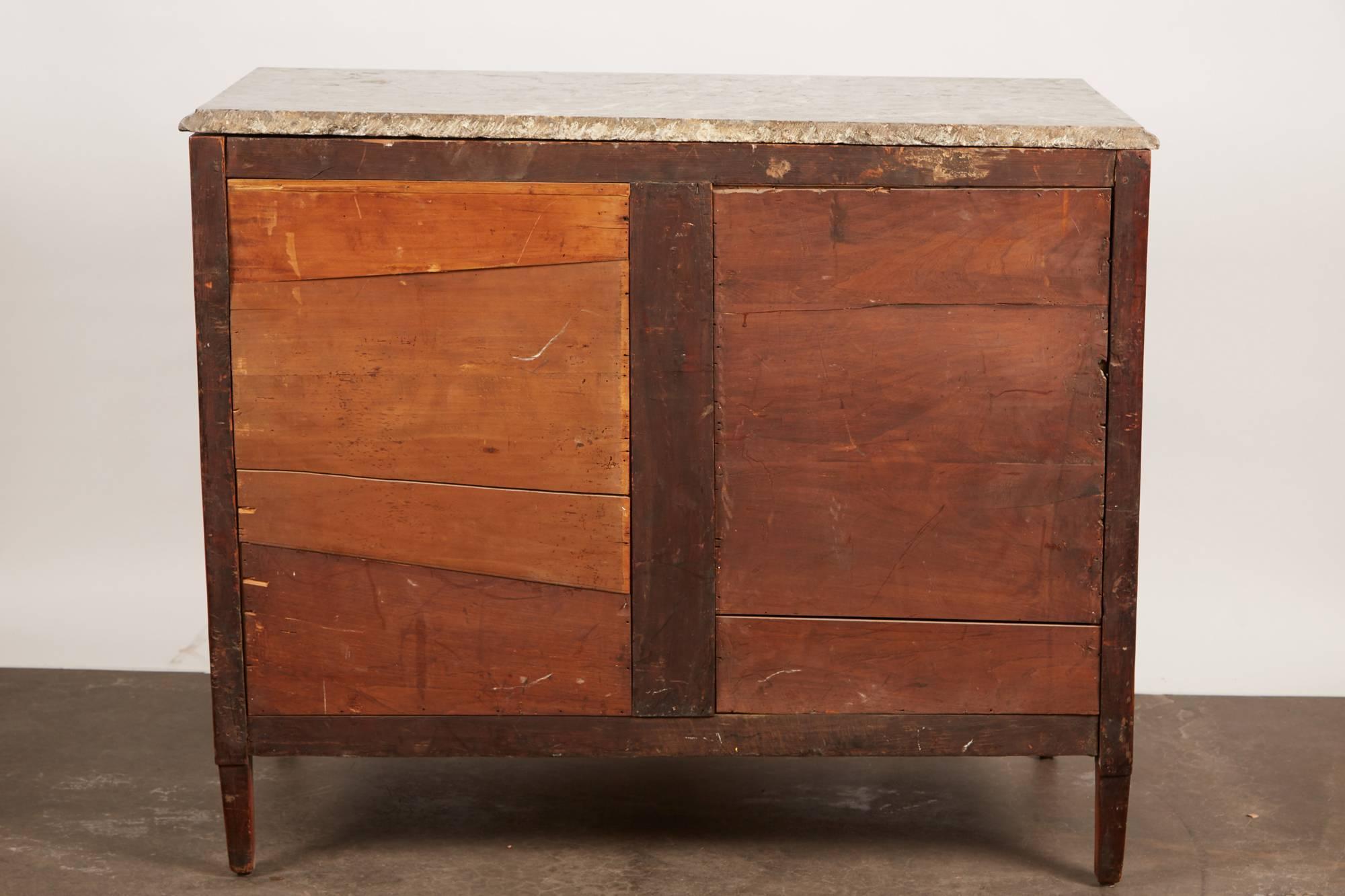 18th Century Italian Neoclassical Inlaid Chest of Drawers with Marble Top For Sale 5