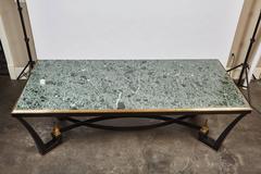 1960s Mexican Modern Iron Dining Table with a Green Marble Top by Arturo Pani