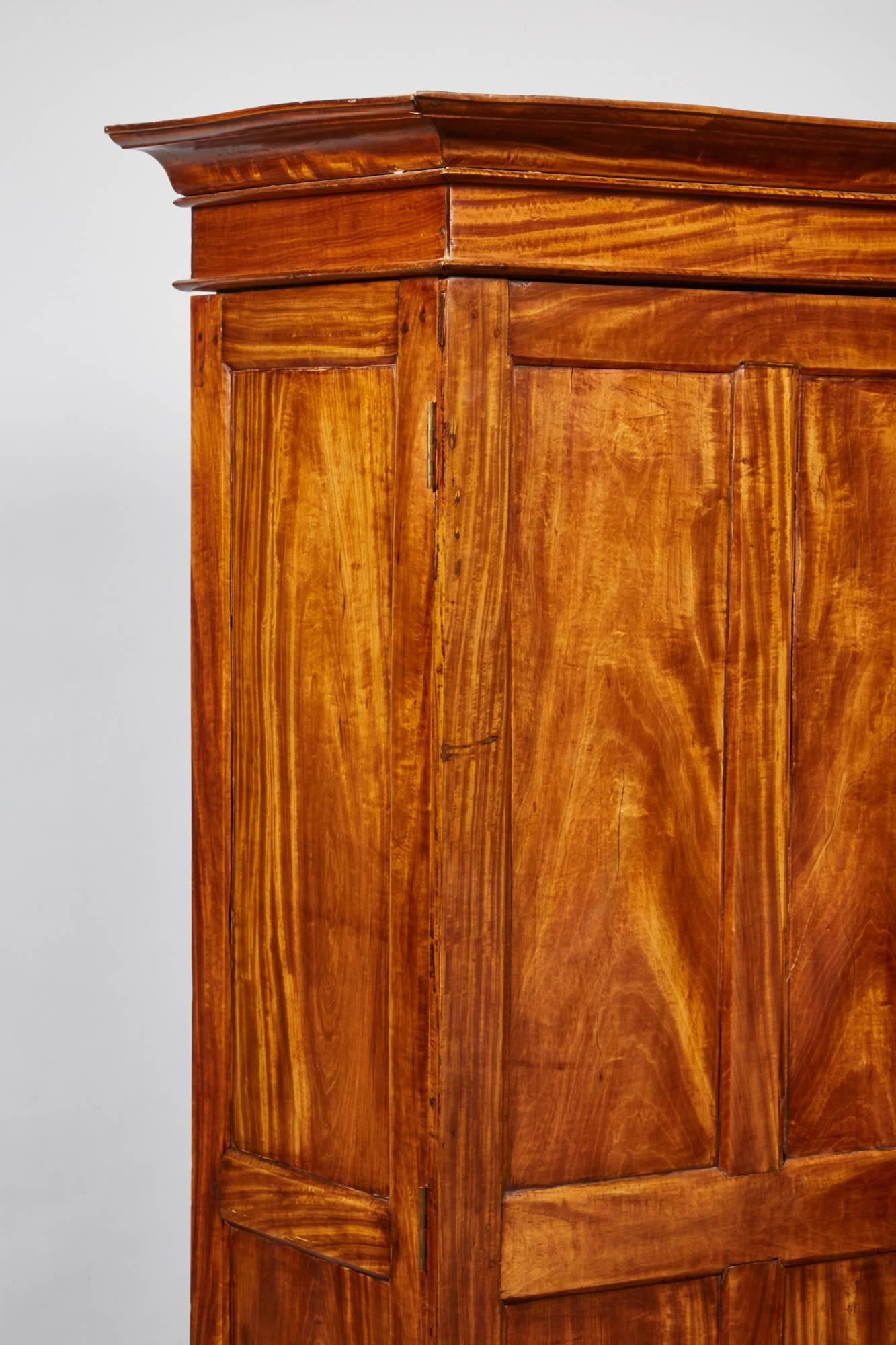 19th Century Two-Door Simple Satinwood Cabinet In Good Condition In Pasadena, CA