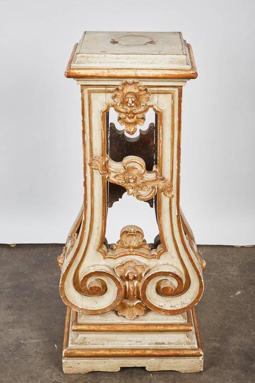 Pair of 18th Century Italian Rococo Cream Painted and Parcel Gilt ...