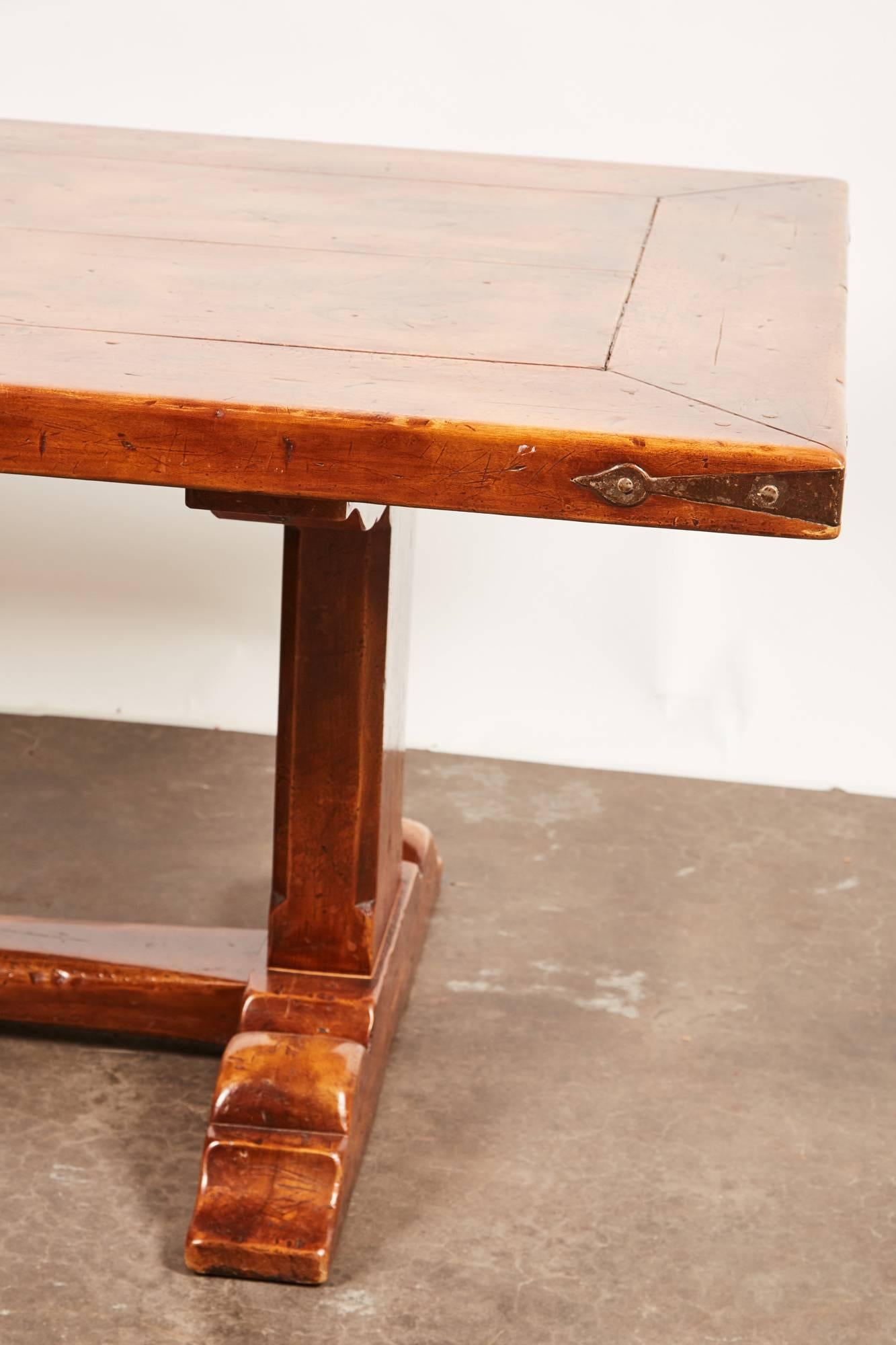 Country 20th Century, French Walnut Trestle Dining Table