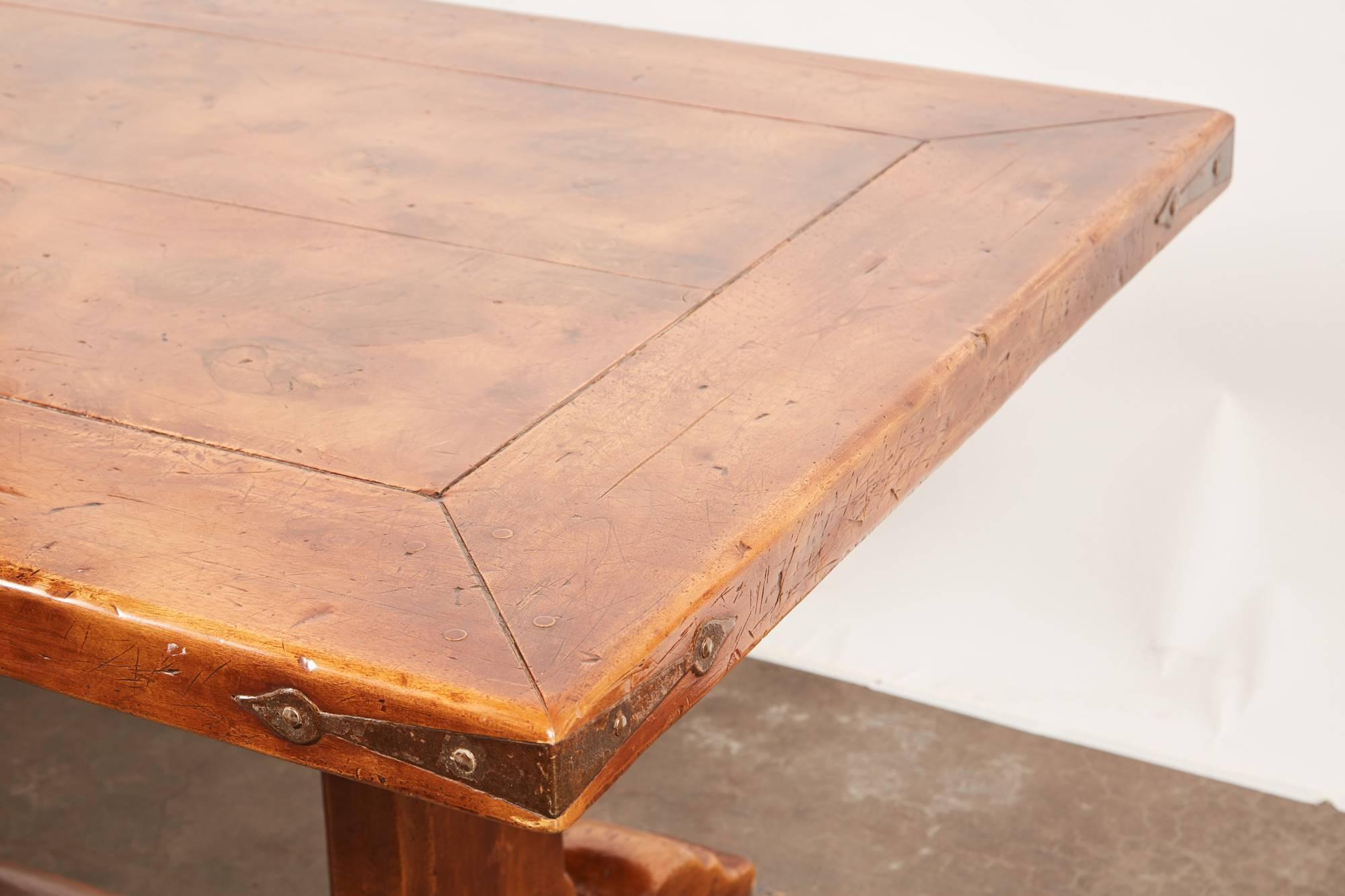 20th Century, French Walnut Trestle Dining Table 1