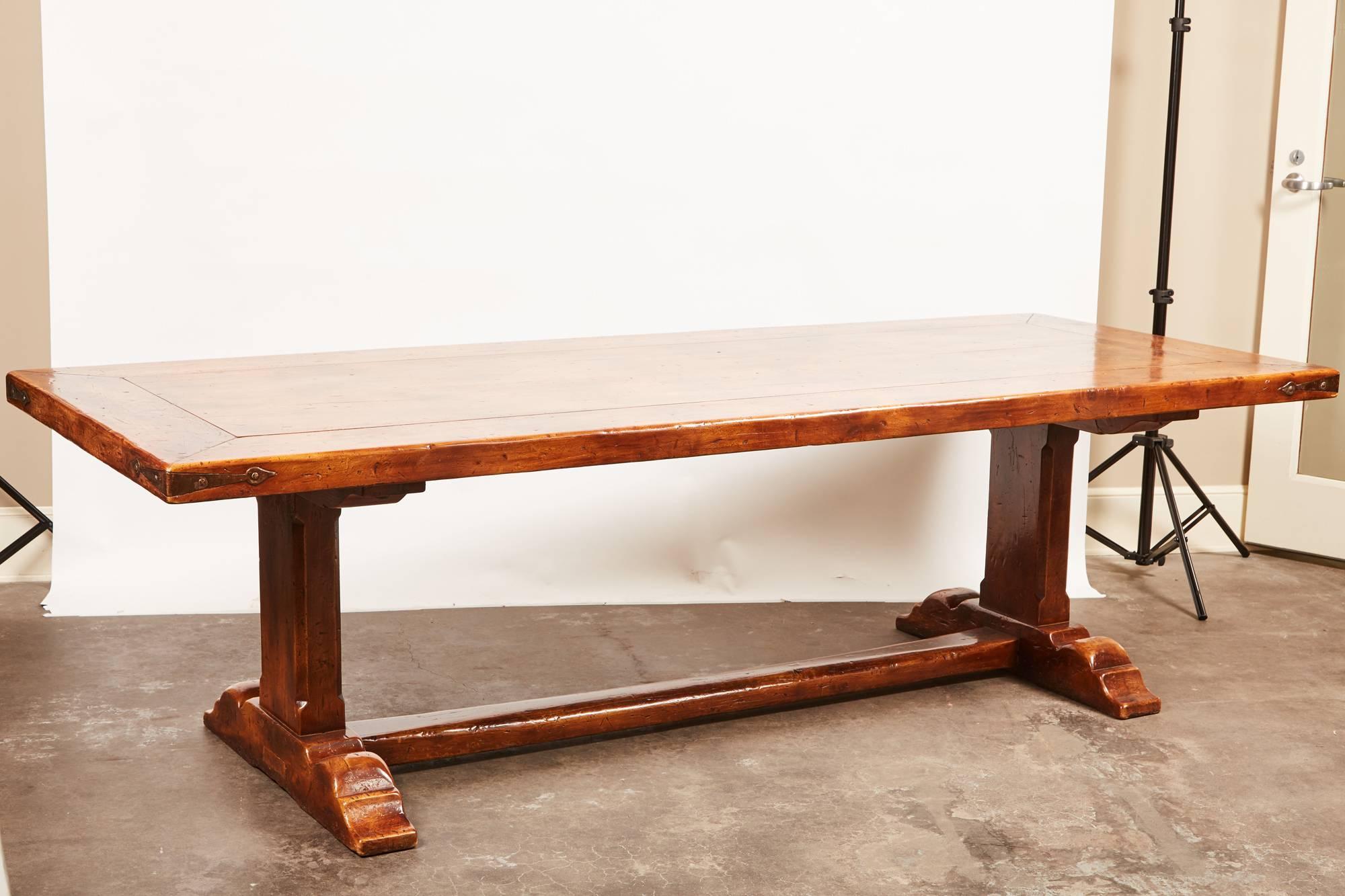20th Century, French Walnut Trestle Dining Table 3