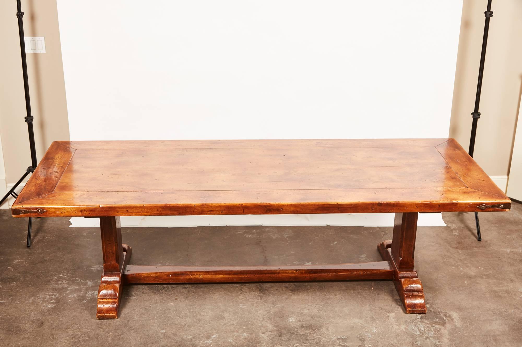 20th Century, French Walnut Trestle Dining Table 4