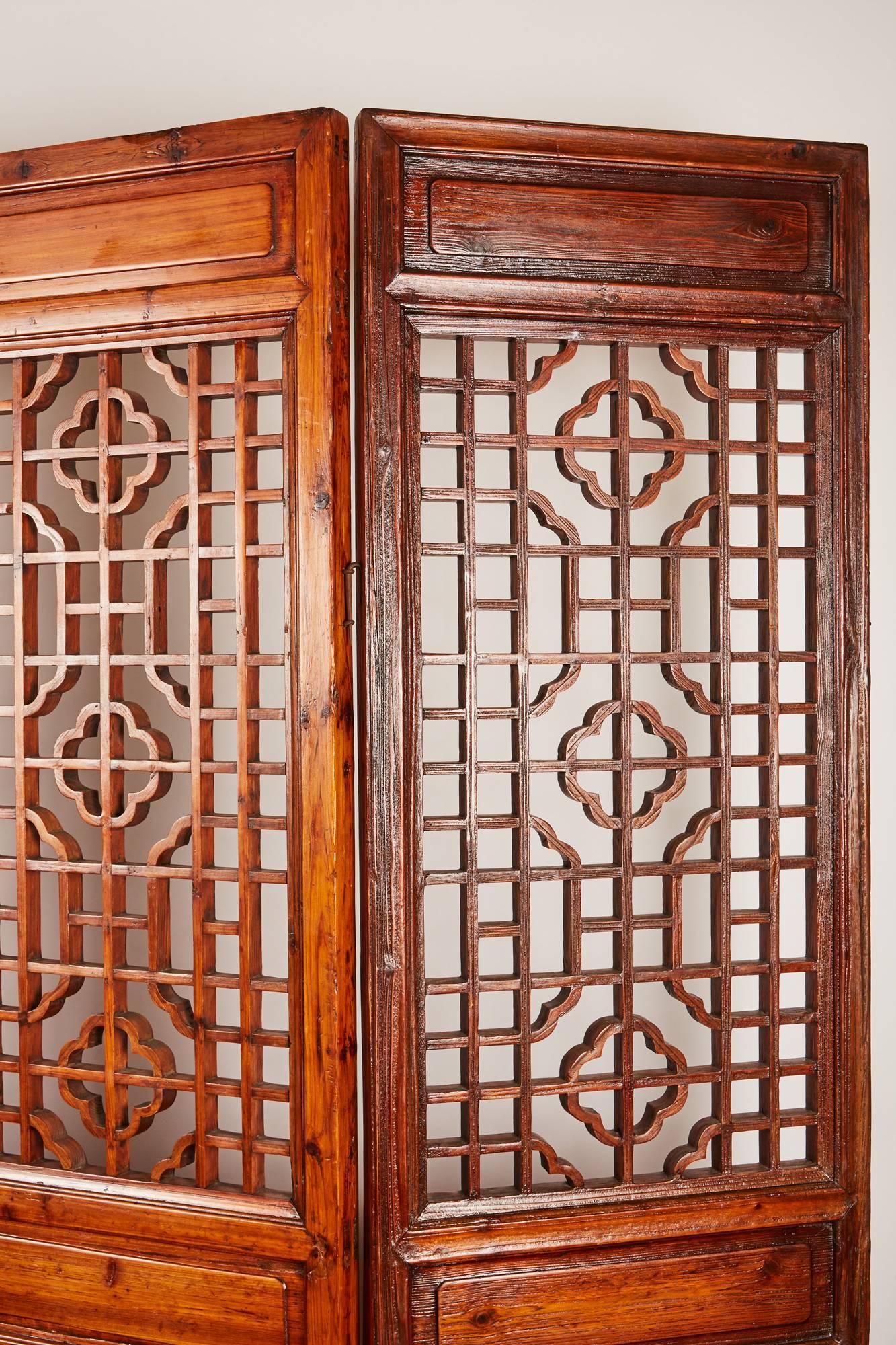 Set of 12 Brown Late 19th Century Chinese Geometrically Carved Panels 2
