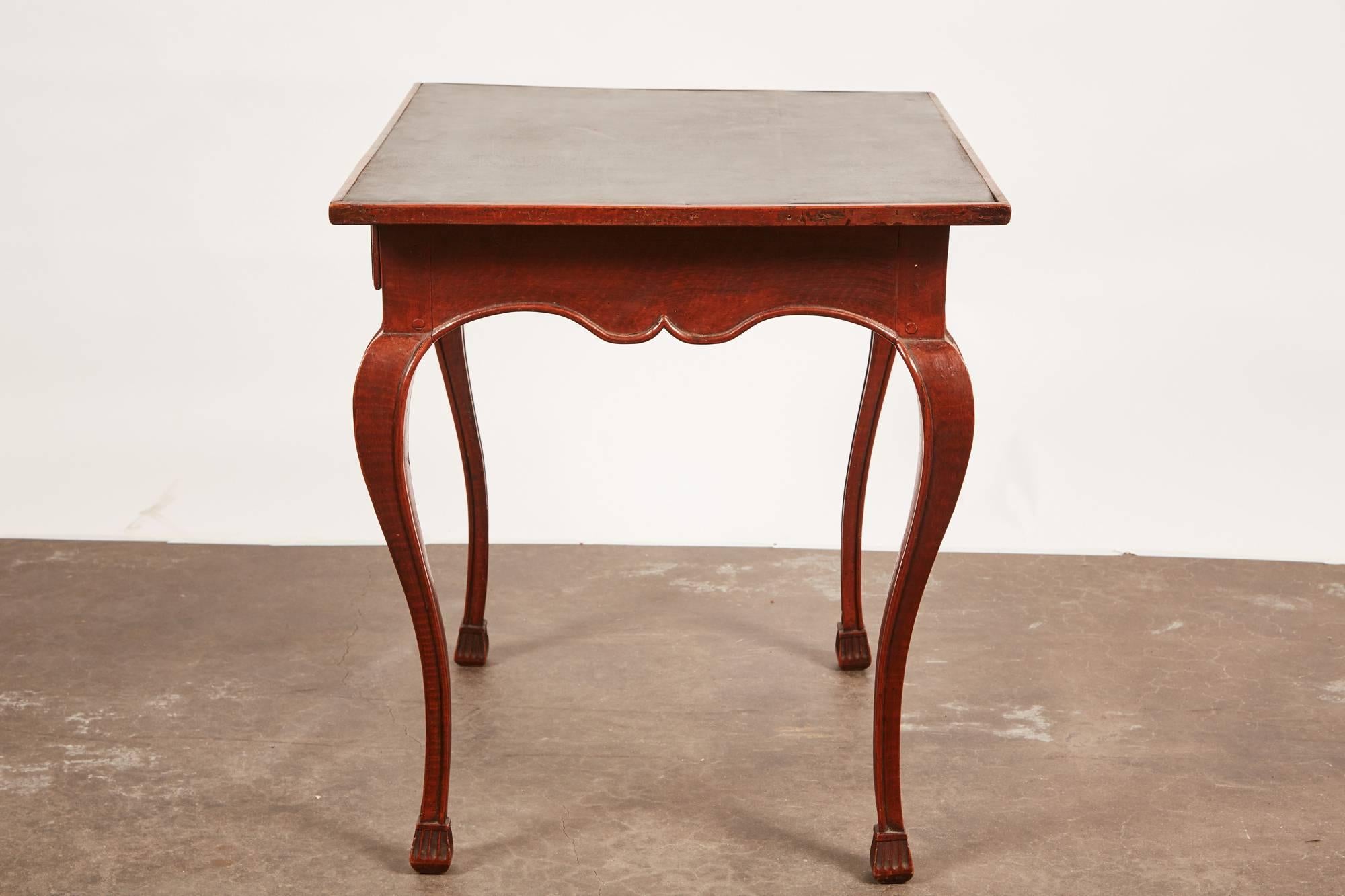 Leather Late 18th Century French Beech Wood Louis XV Game Table