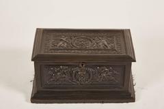 19th Century Italian Bronze Jewelry Box with Neoclassical Figures in Relief