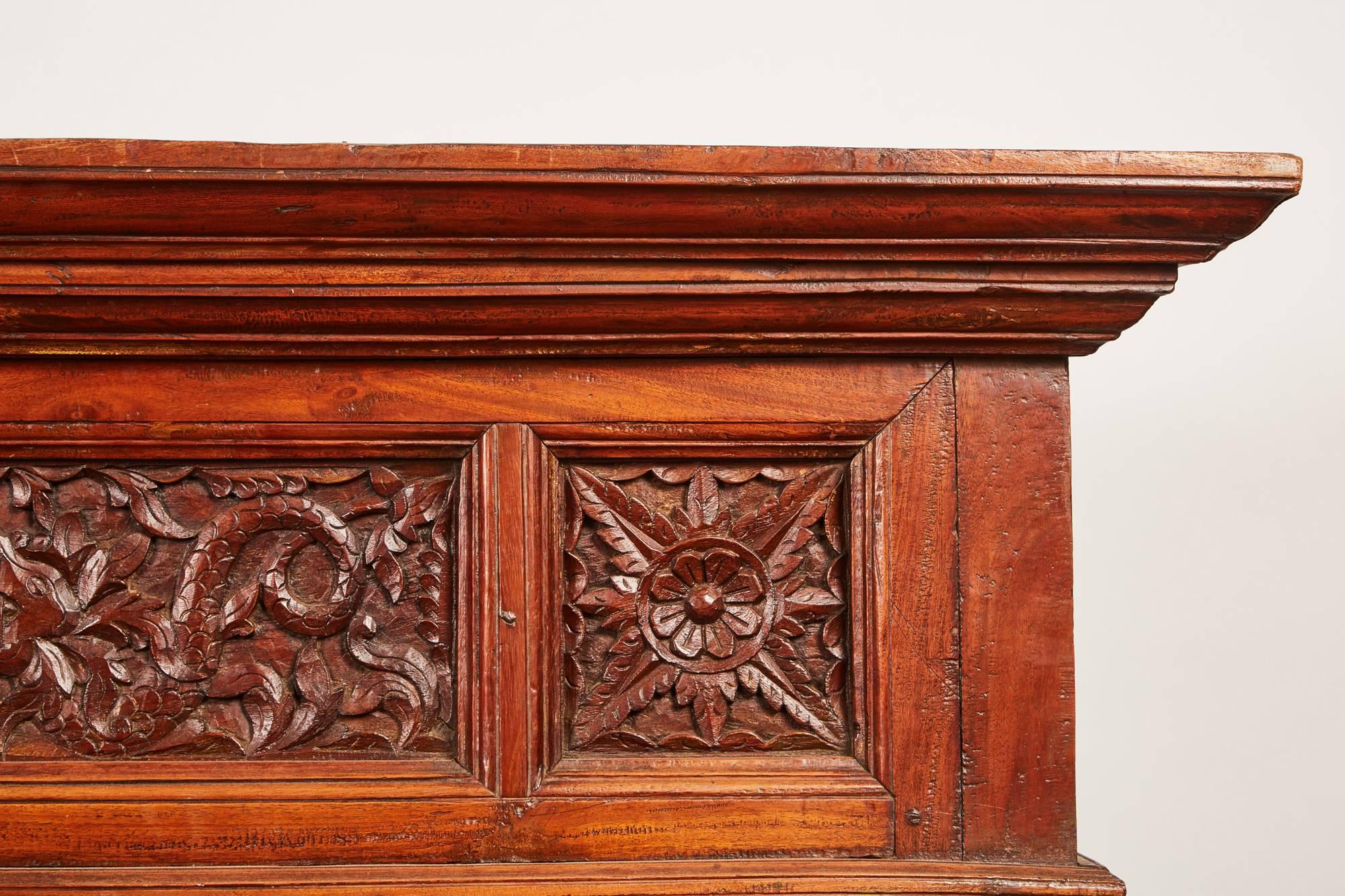 Rare 20th Century Indonesian Carved Teak Cabinet In Good Condition In Pasadena, CA