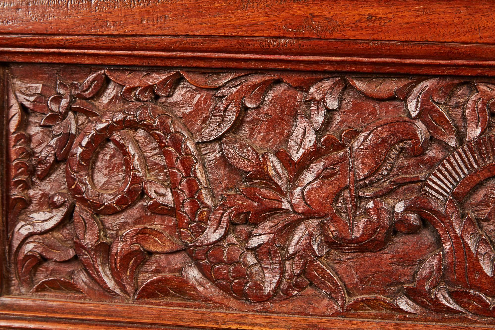 Rare 20th Century Indonesian Carved Teak Cabinet 1