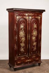 20th Century French Colonial Vietnamese Rosewood Cabinet with M.O.P Inlay