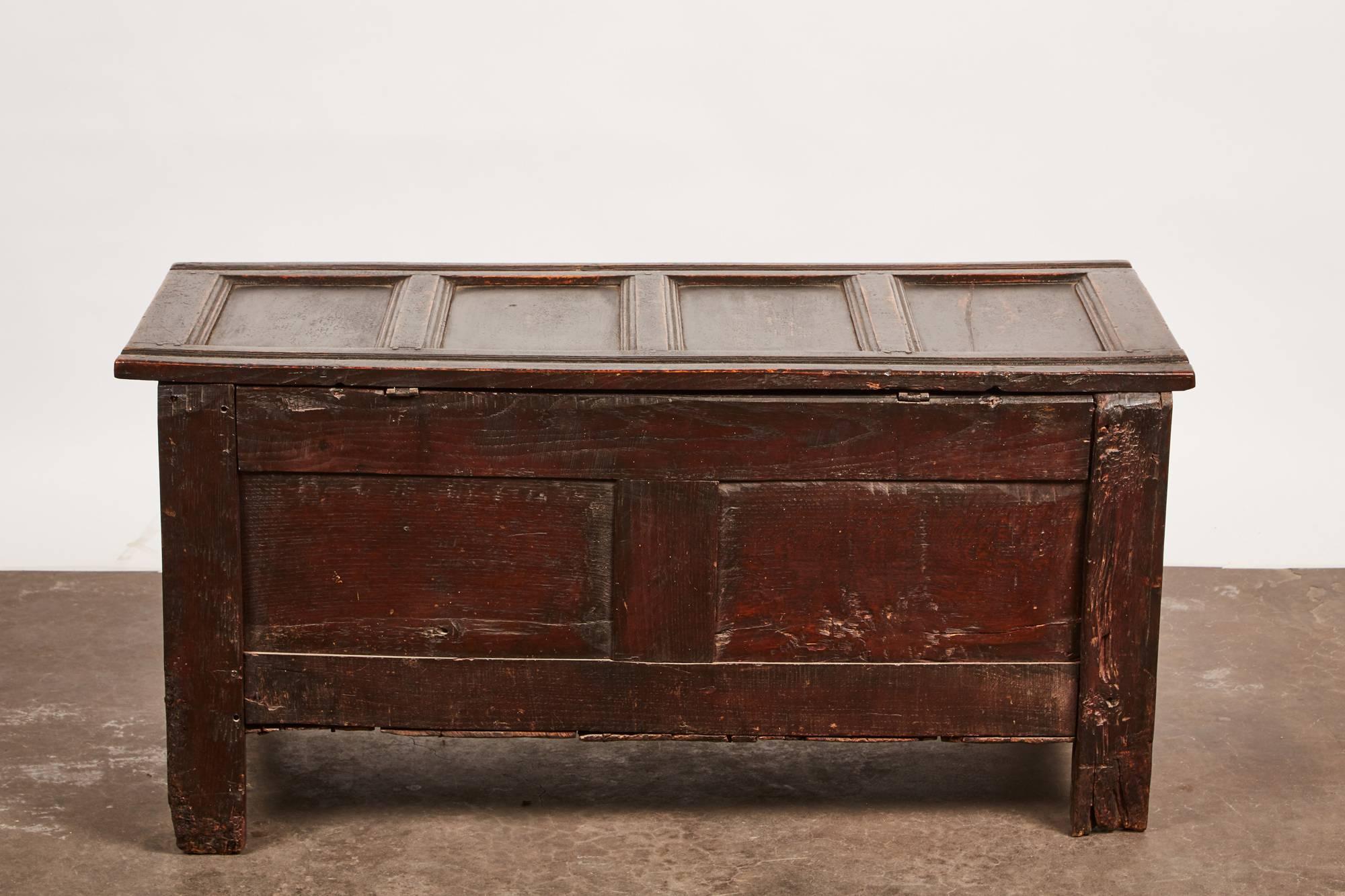 Late 18th Century English Carved Oak Trunk For Sale 6