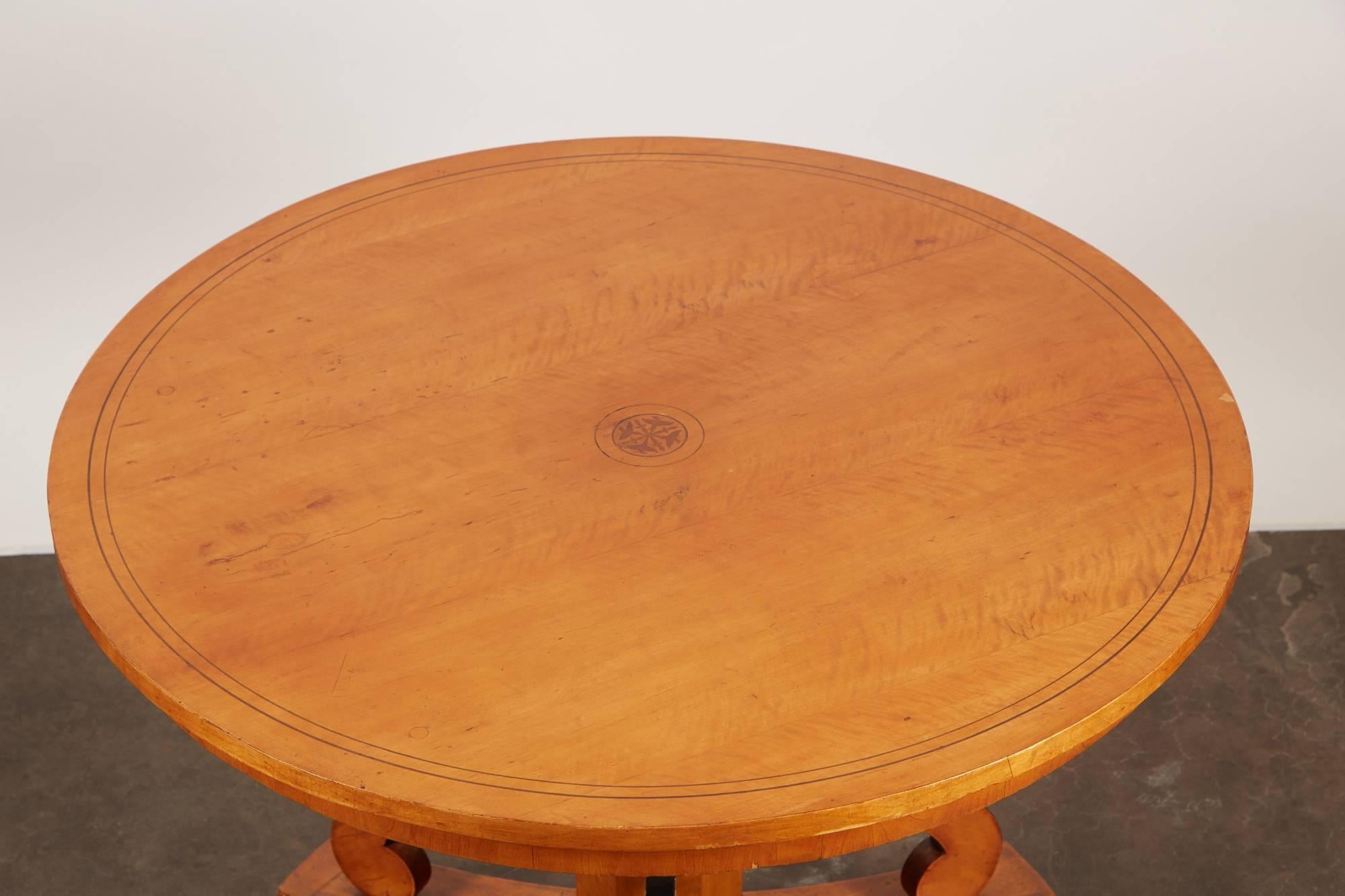 20th Century Swedish Cherry and Ebonized Biedermeier Pedestal Table 1