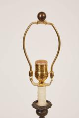 19th Century English Twisted Wood Candlestick with Emu Egg Lamp