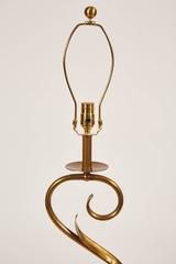 20th Century American Brass Scroll Table Lamp