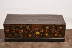 19th Century Qing Style Lacquer Painted Trunk with Butterfly Motifs