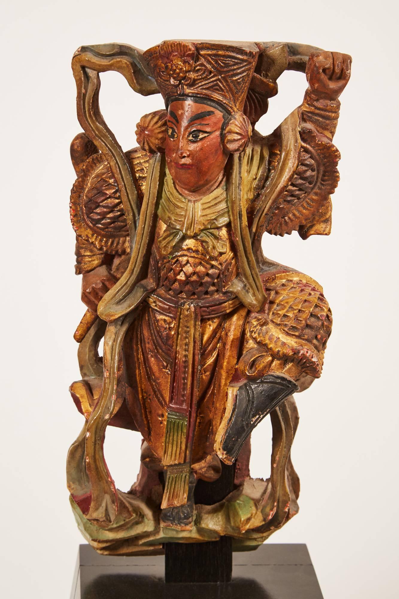 Qing Pair of 20th Century Taiwanese Deities on Stand