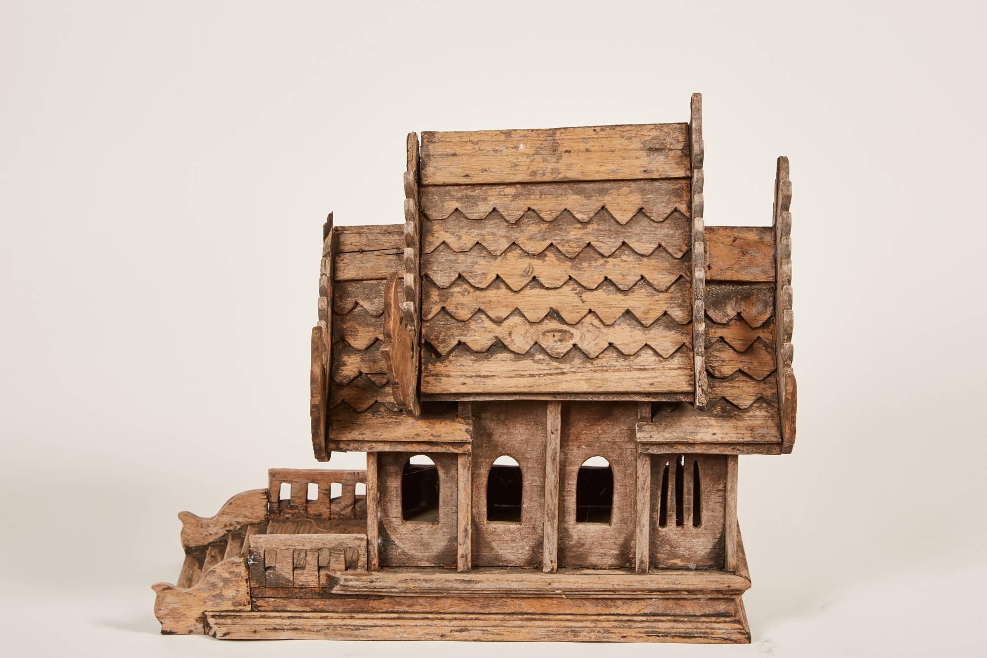 Primitive 20th Century Teak Spirit House of the Buddhist Temple “Vihara” in Thailand