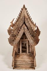 20th Century Teak Spirit House of the Buddhist Temple “Vihara” in Thailand
