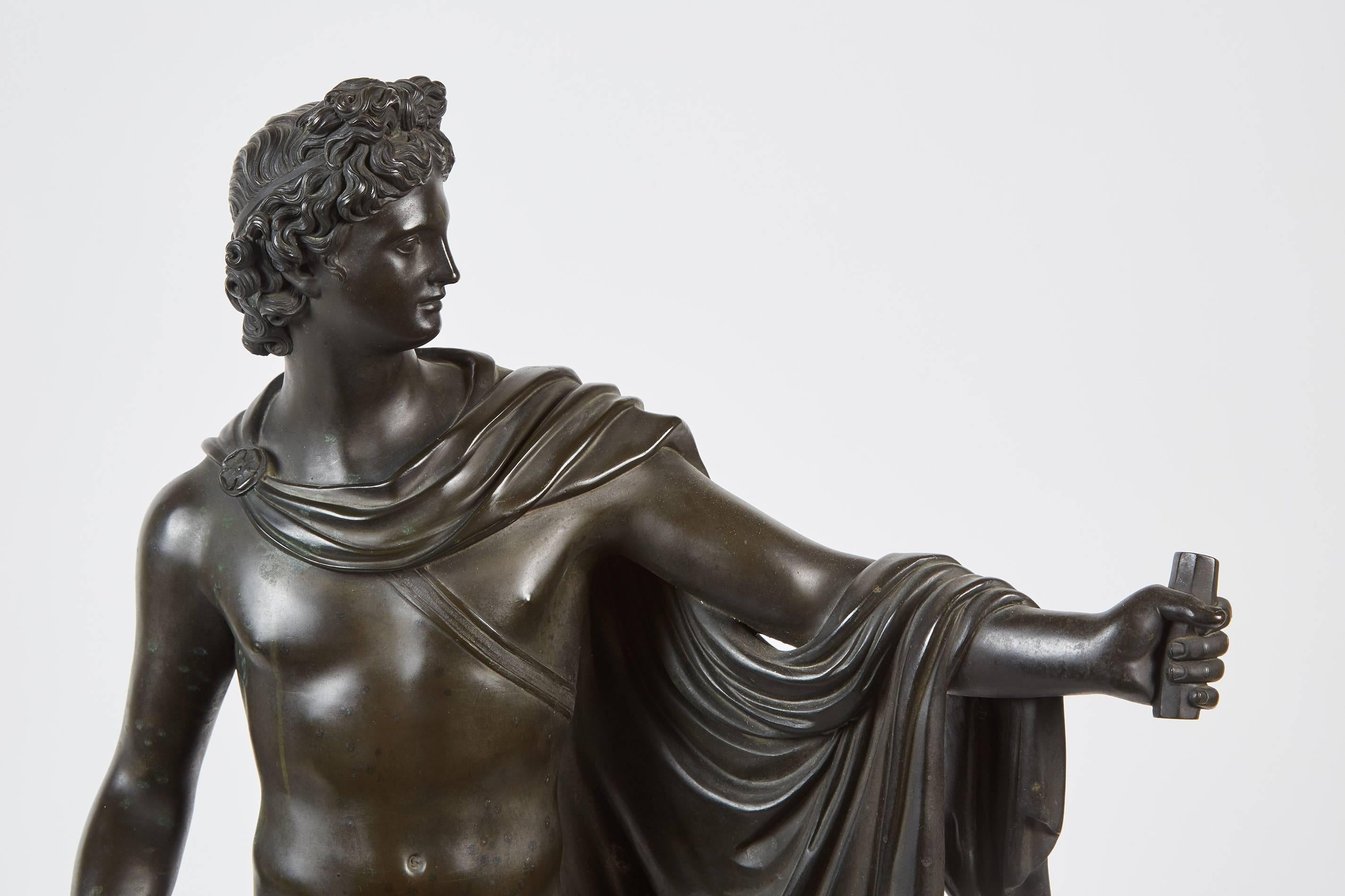 Neoclassical Late 19th Century French Bronze Sculpture of Apollo Belvedere