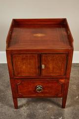 English Georgian Mahogany Inlaid Bedside Stand